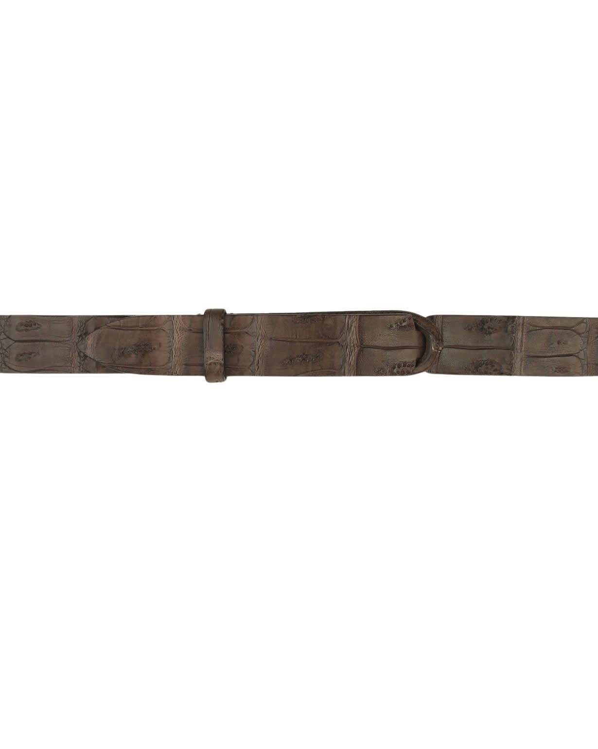 Orciani Crocodile Textured Suede Belt In Rich Brown In Brown