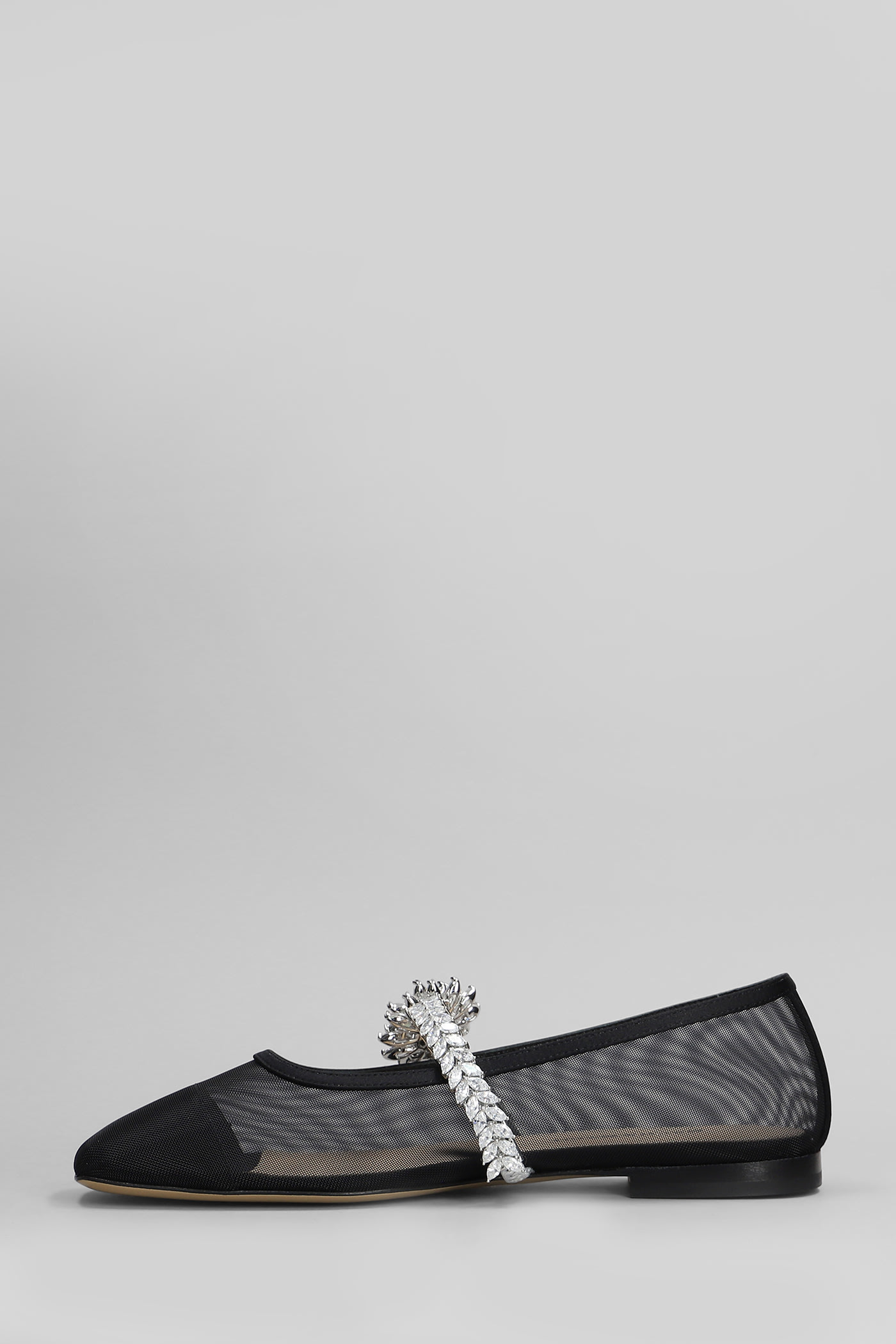 Mach & Mach Ballet Flats In Black Fabric