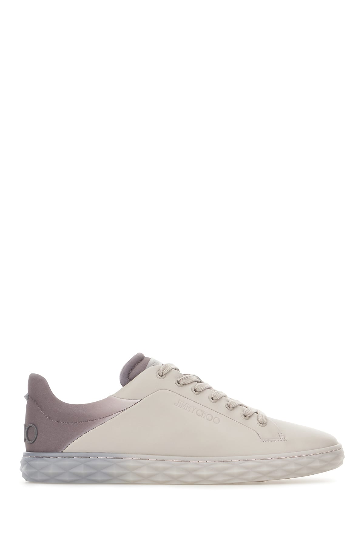 Shop Jimmy Choo Light Grey Leather Diamond Light Sneakers In Vashstorm