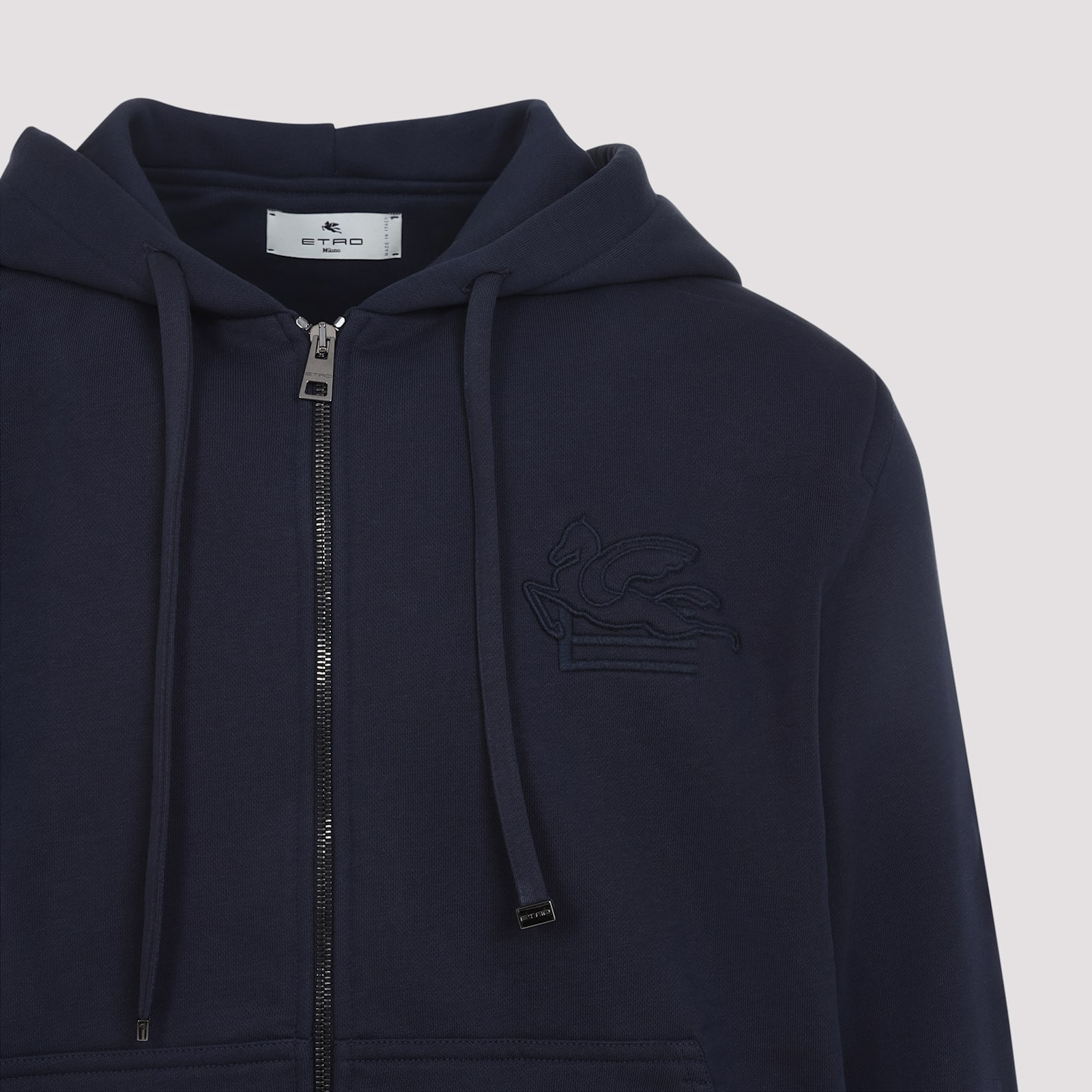 Etro Zipped Hoodie Sweatshirt In Blue