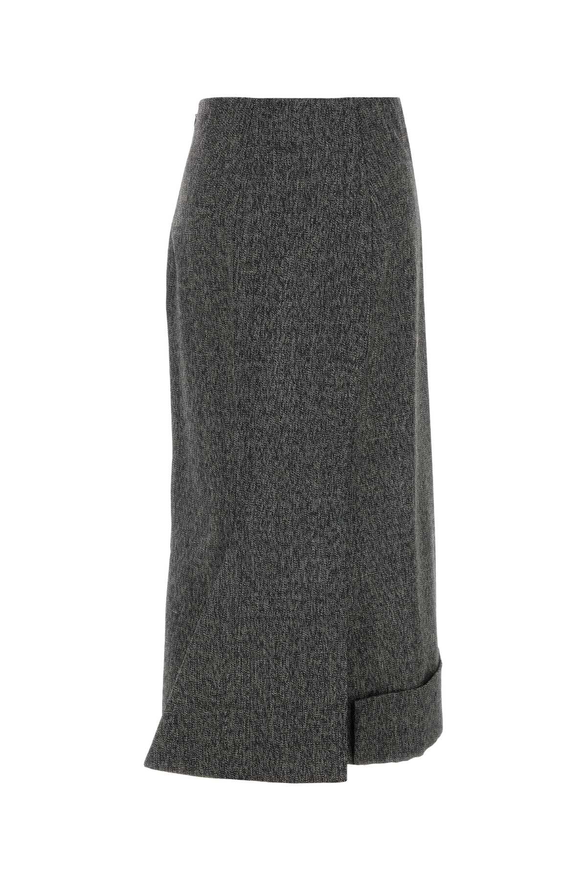 Shop Prada Melange Grey Moulinã¨ Skirt In Black