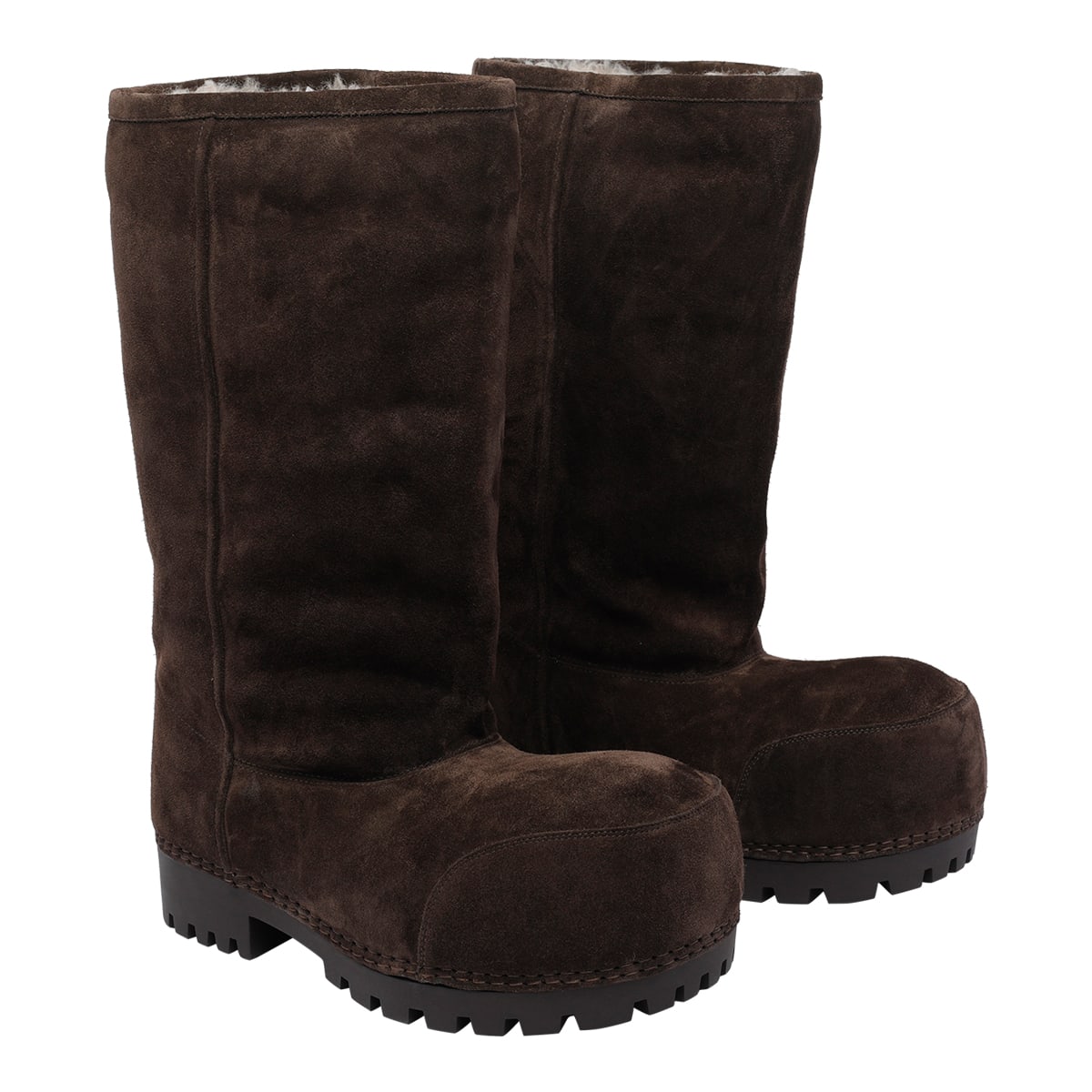 Balenciaga Alaska Fur Boots In Brown
