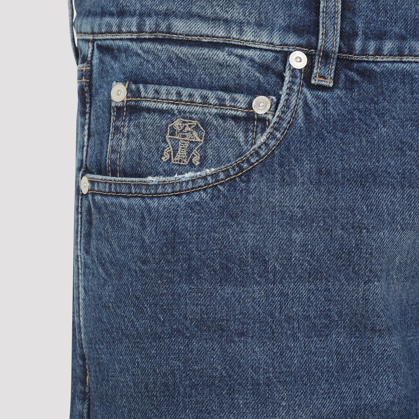 Brunello Cucinelli Belt Loop Jeans In Blue