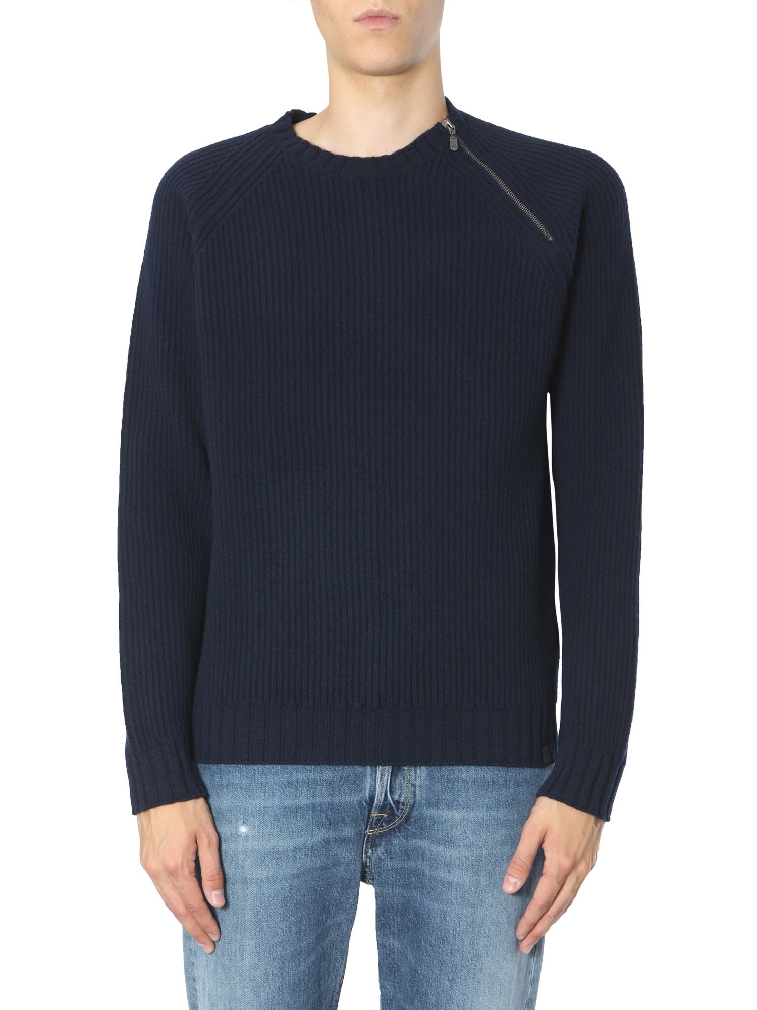 Belstaff Crew Neck Sweater In Blu | ModeSens