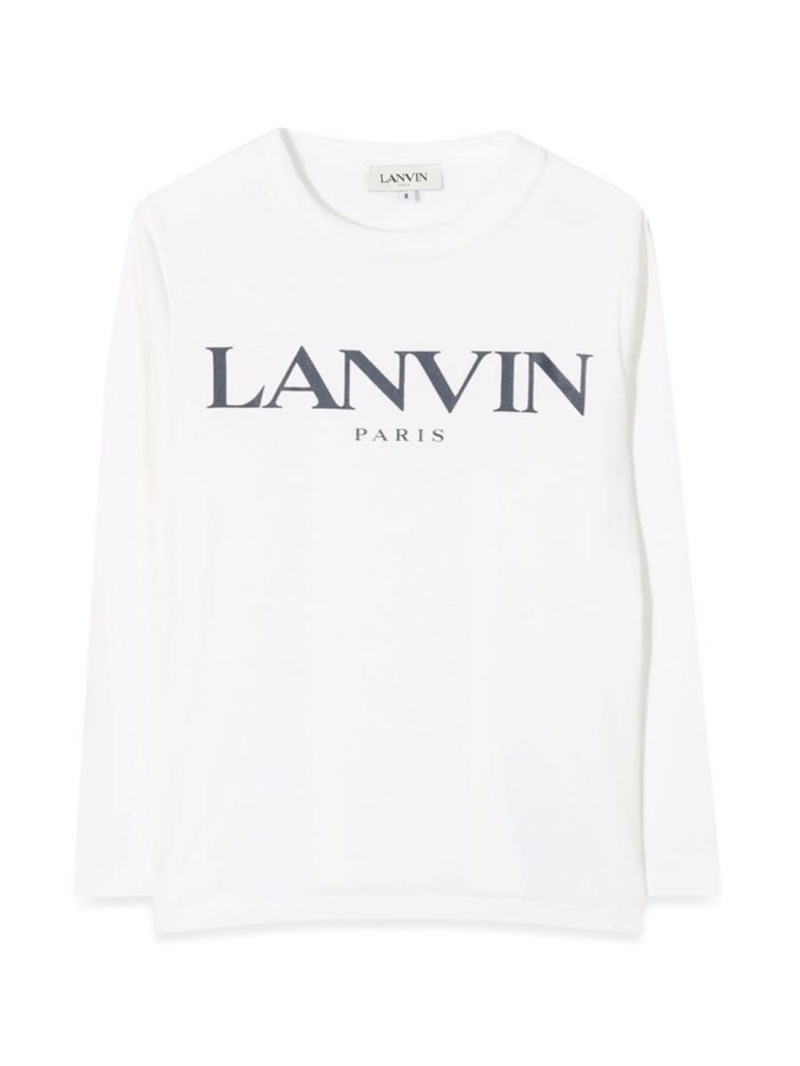 Lanvin Kids' Jersey Long Sleeves Tee-shirt In White