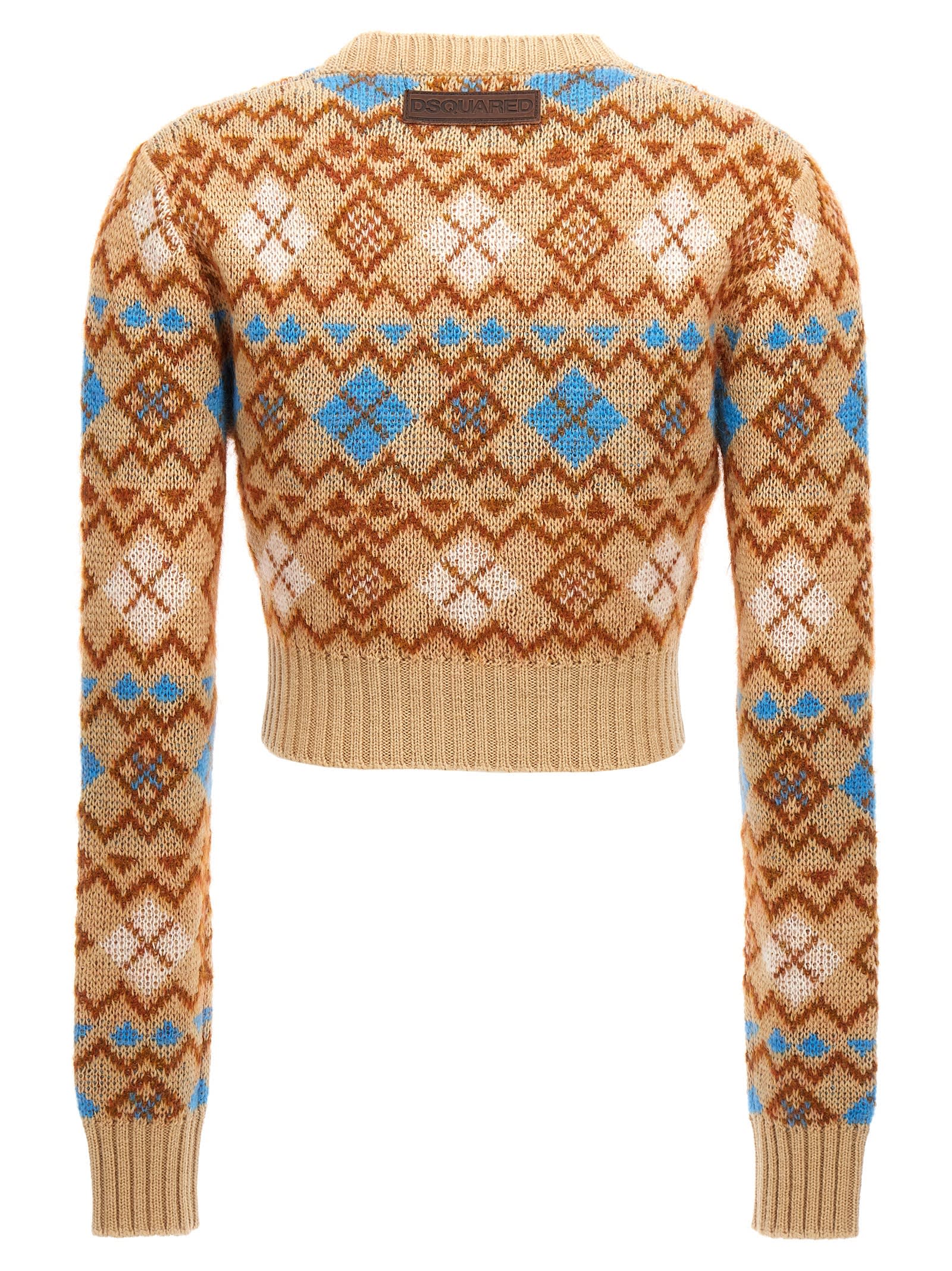 Shop Dsquared2 Heart Vintage Shetland Sweater In Beige