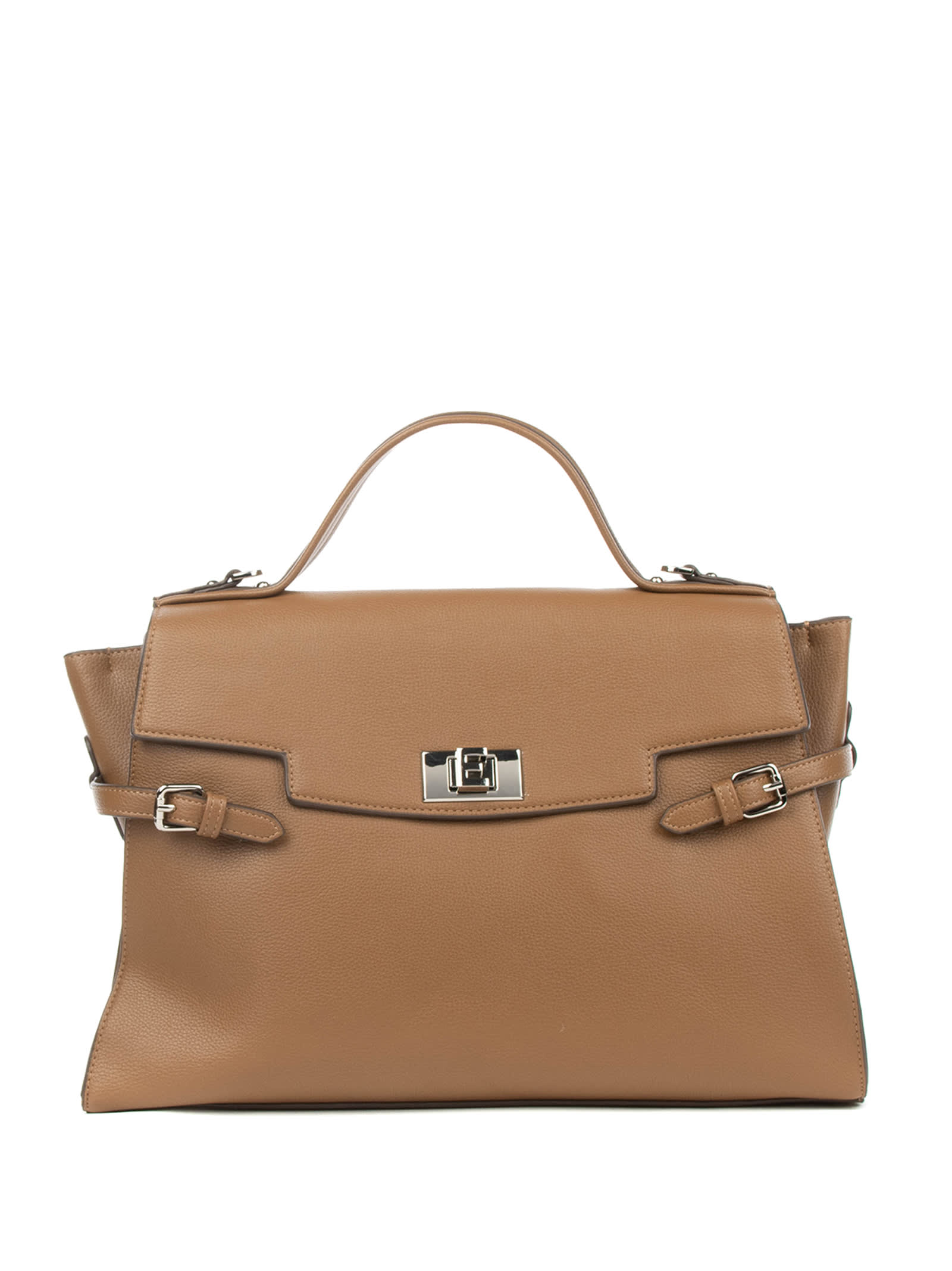 Brown Eco-leather Handbag With Shoulder Strap