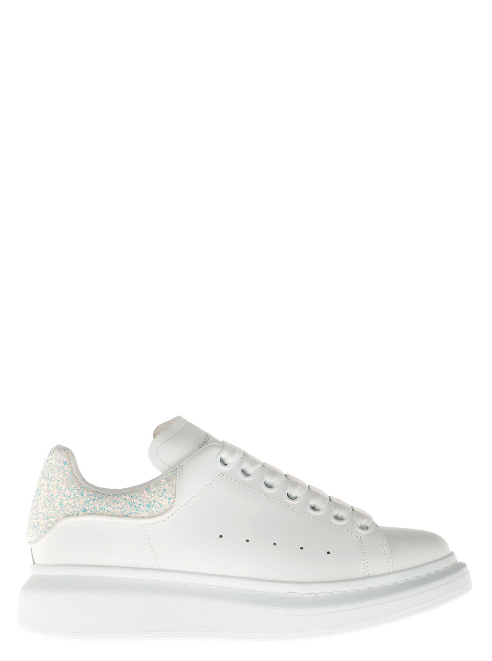 Alexander McQueen Oversize White Leather Sneakers With Glitter Detail