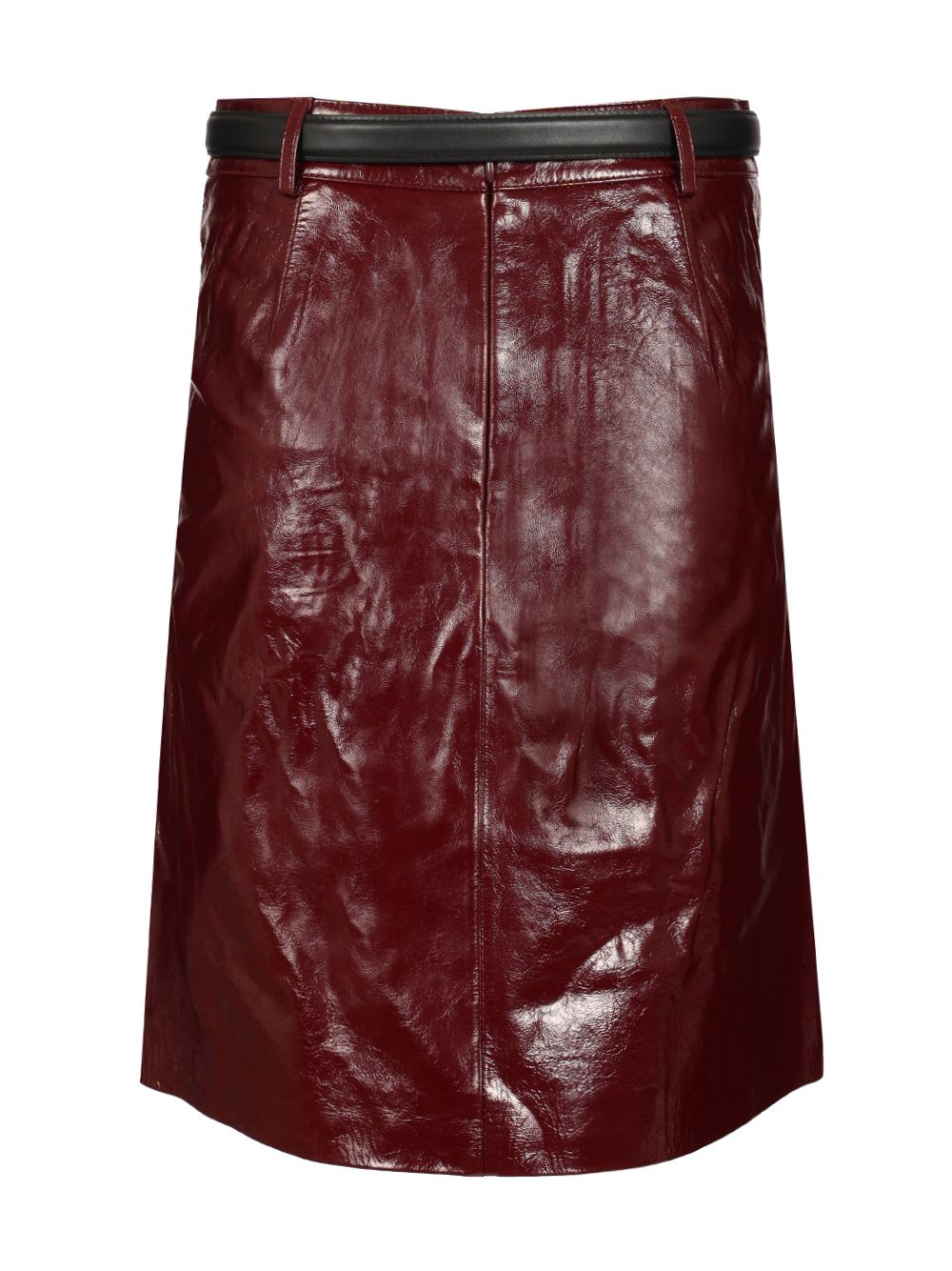 Self-portrait Belted Patent Leather Miniskirt In Red
