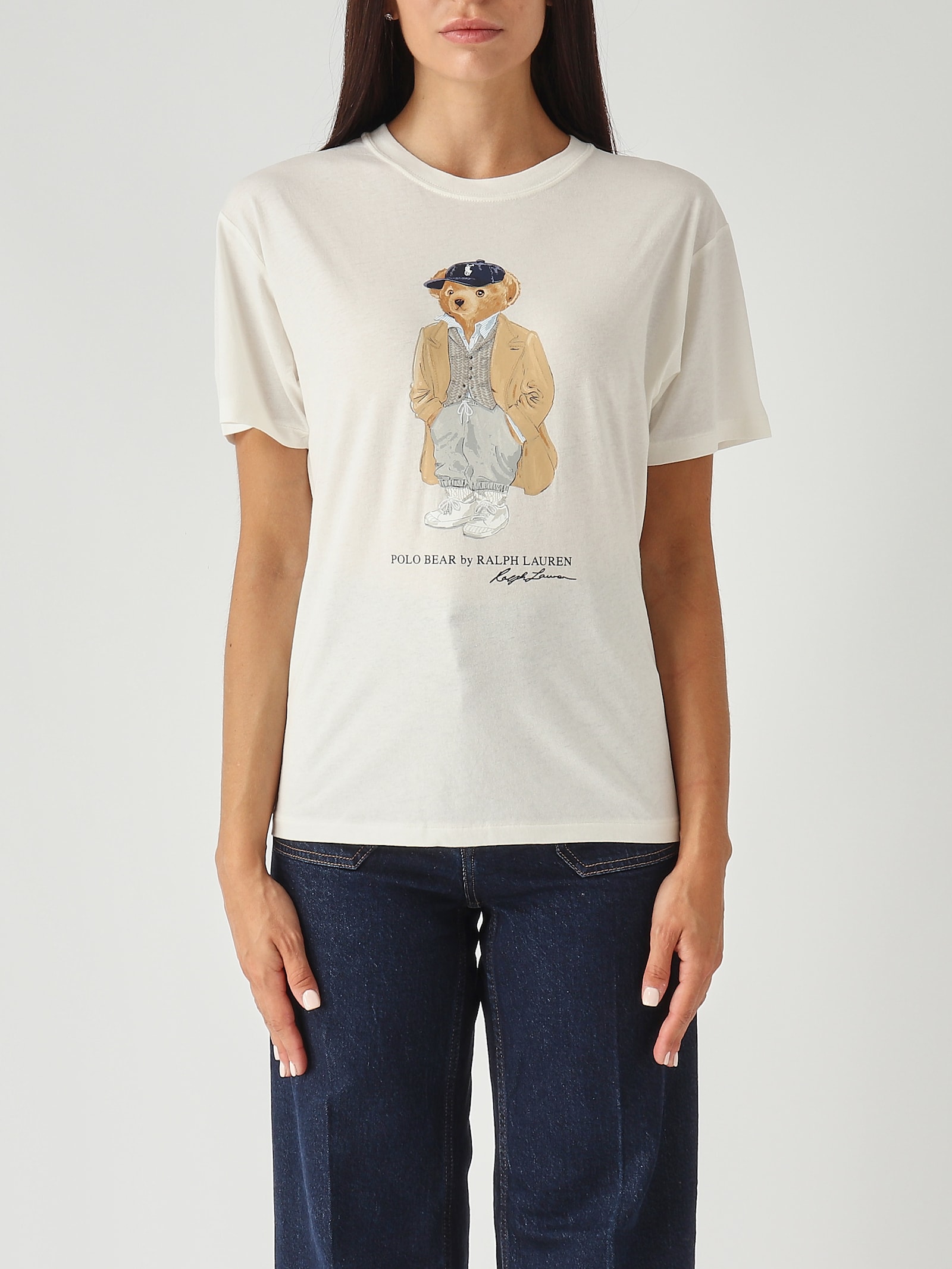 Polo Ralph Lauren Maglietta Polo Bear In Jersey Di Cotone (better Cotton) T-shirt In White