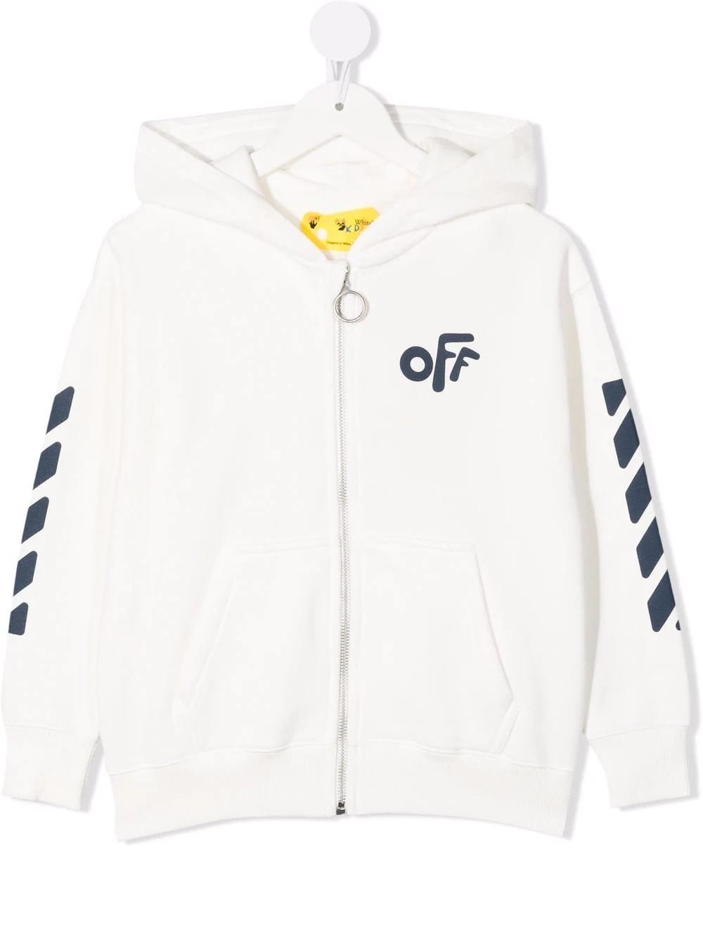 Off-White White And Navy Blue Rounded Kids Hoodie
