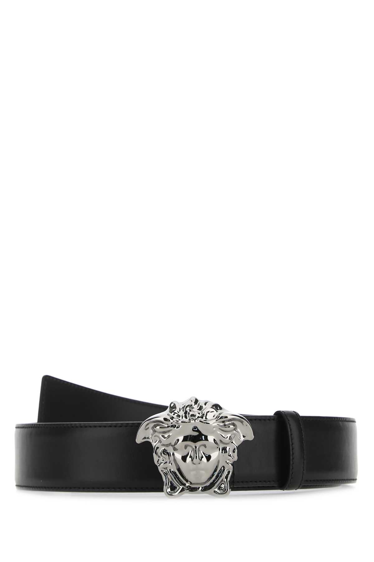 Shop Versace Black Leather Belt In 1b00e