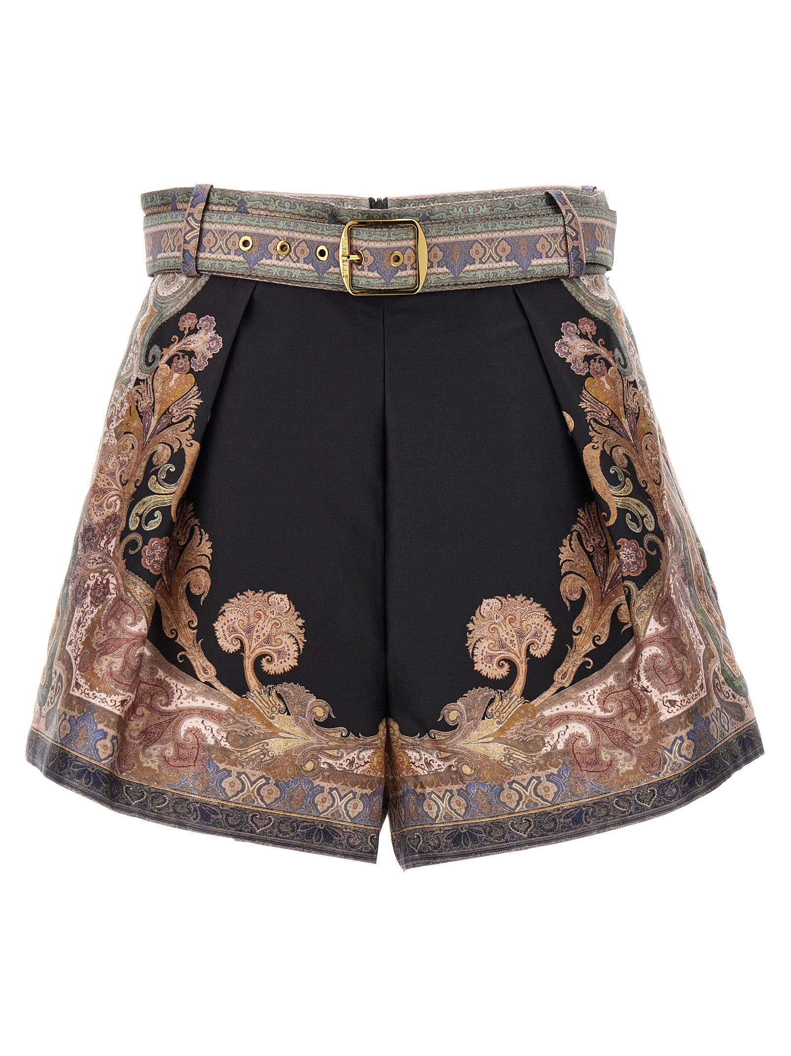 Shop Zimmermann Illustration Tuck Shorts In Multicolor