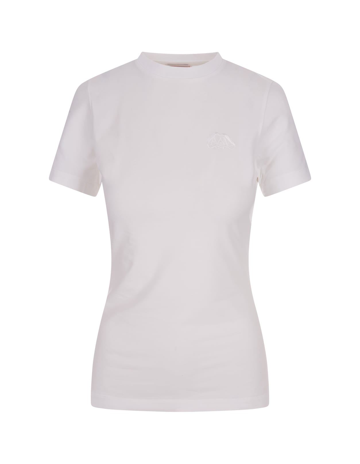 Alexander Mcqueen Seal Logo Slim T-shirt In Optical White