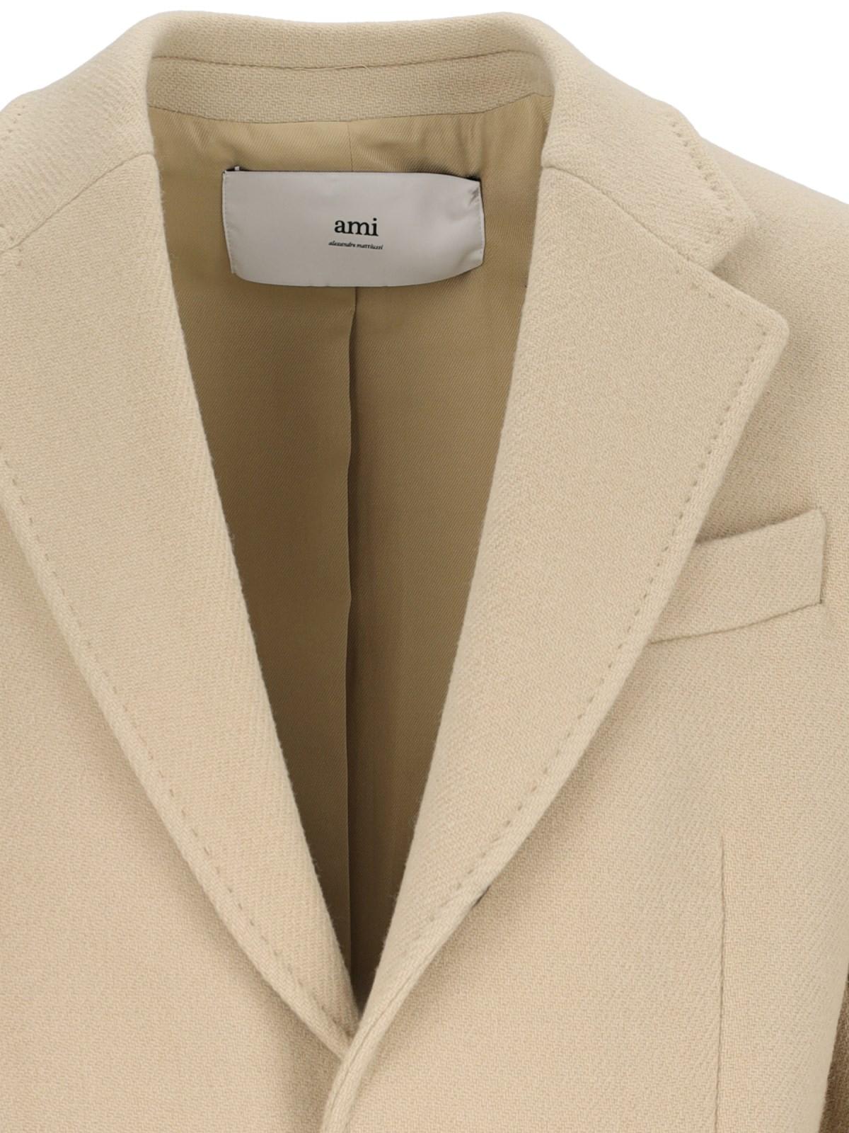 Shop Ami Alexandre Mattiussi Single-breasted Coat In Beige