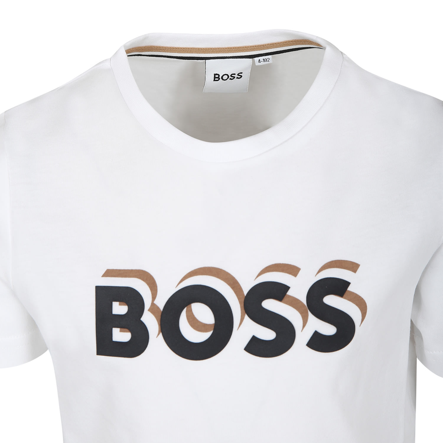 Shop Hugo Boss White T-shirt For Boy With Logo In Bianco