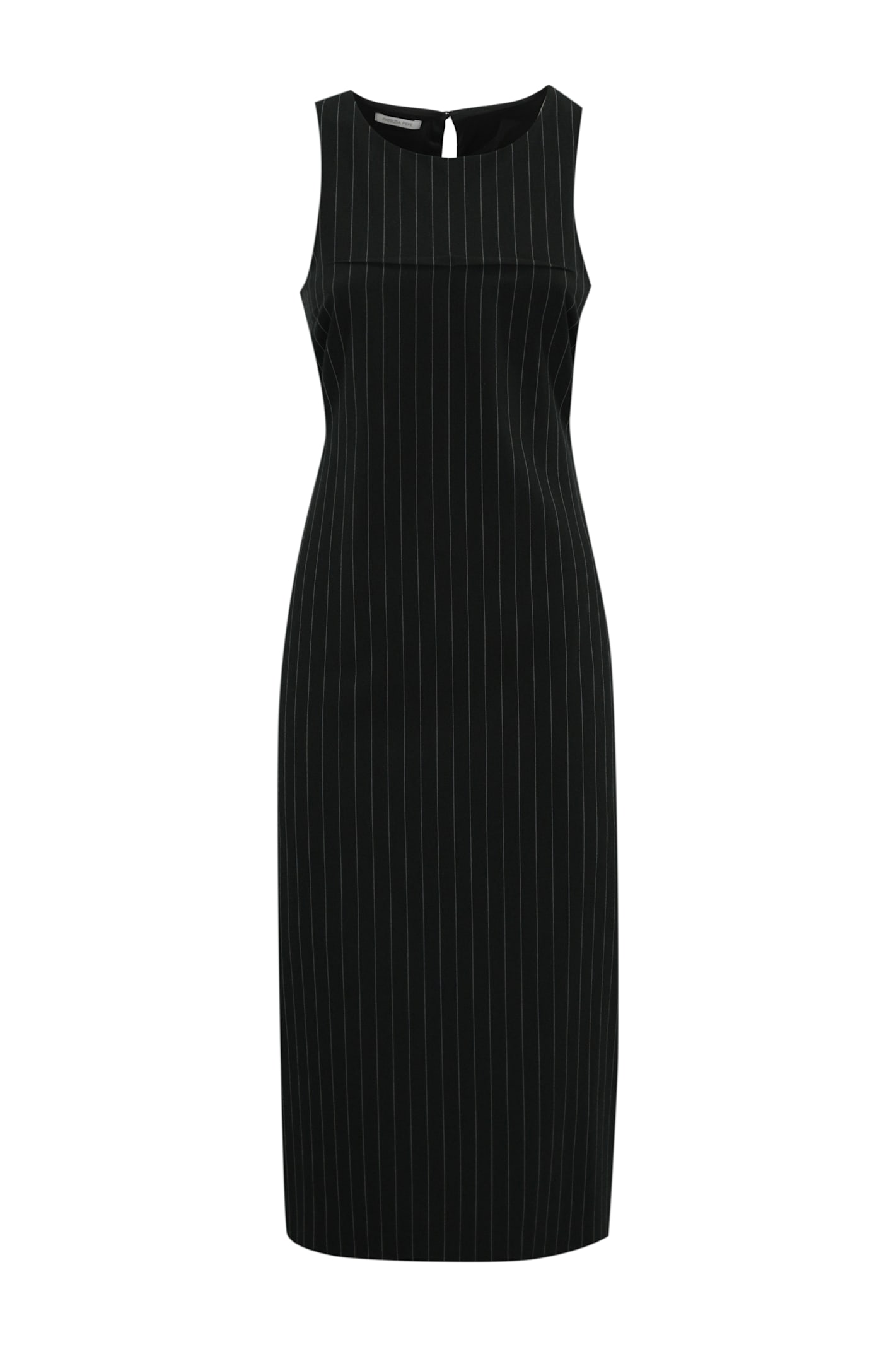 Shop Patrizia Pepe Pinstripe Midi Dress In Black Stripes