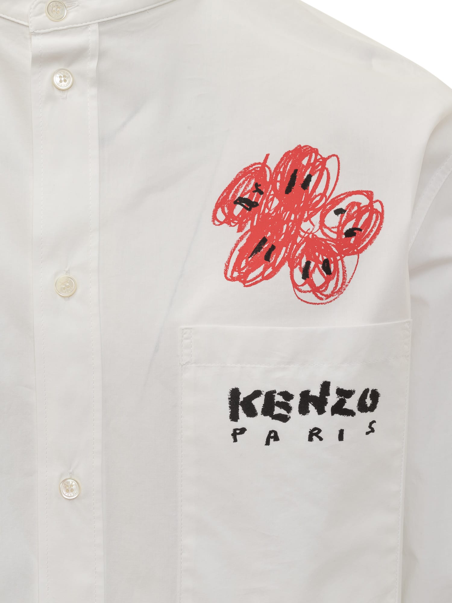 Shop Kenzo Drawn Varsity Shirt In Blanc