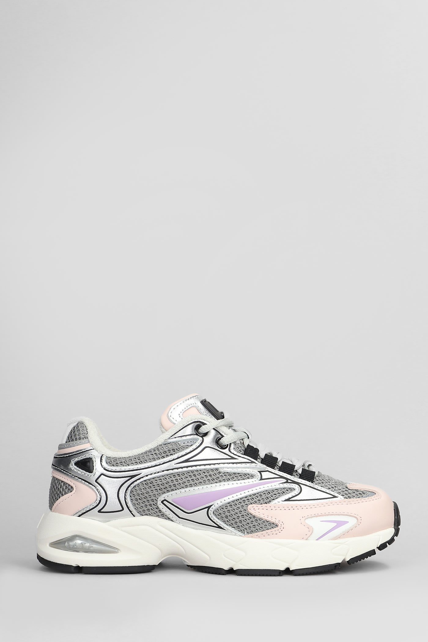 D. A.T. E. Sn23 Sneakers In Silver Leather And Fabric