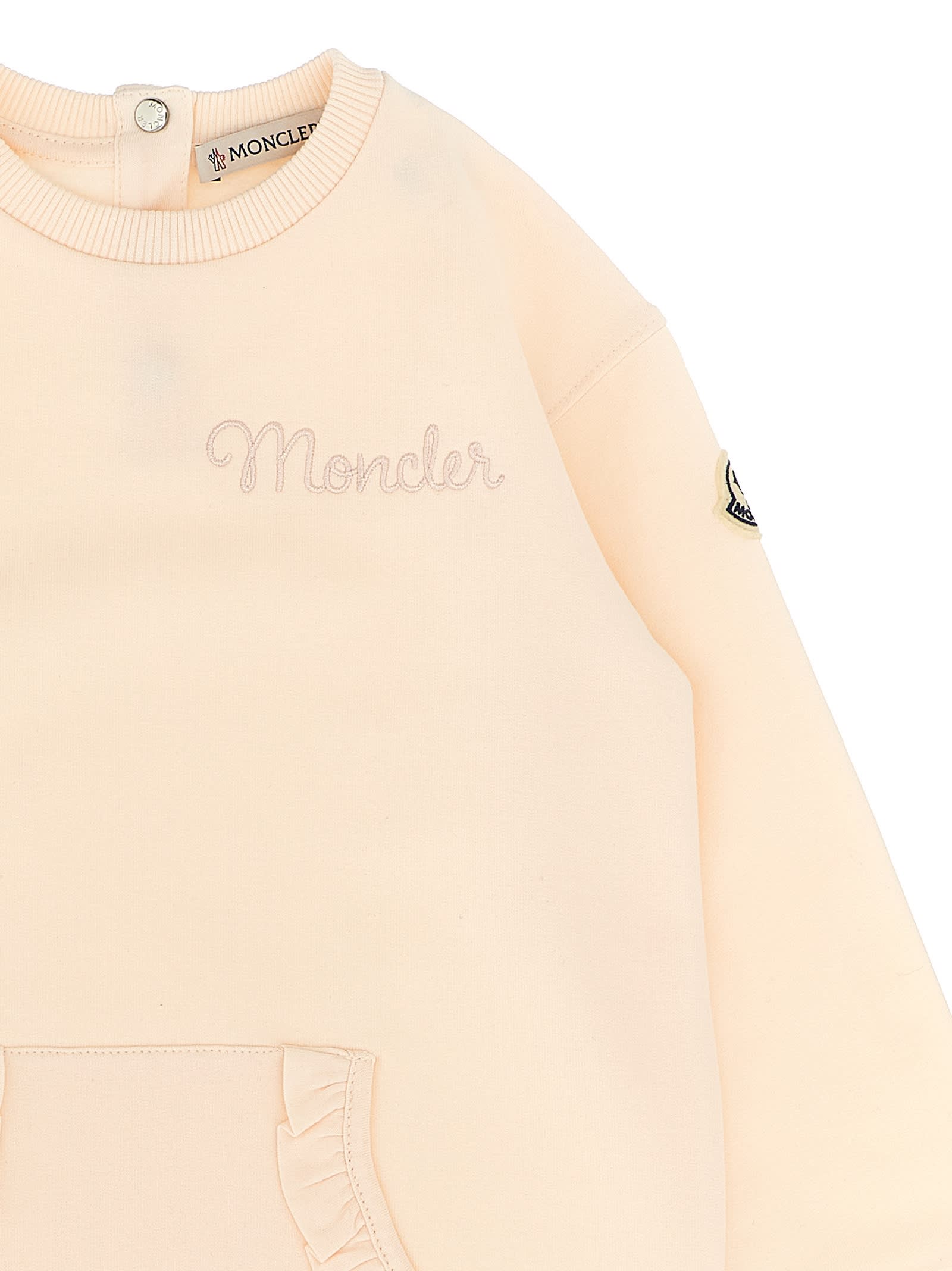 Moncler Logo Embroidery Dress In Yellow