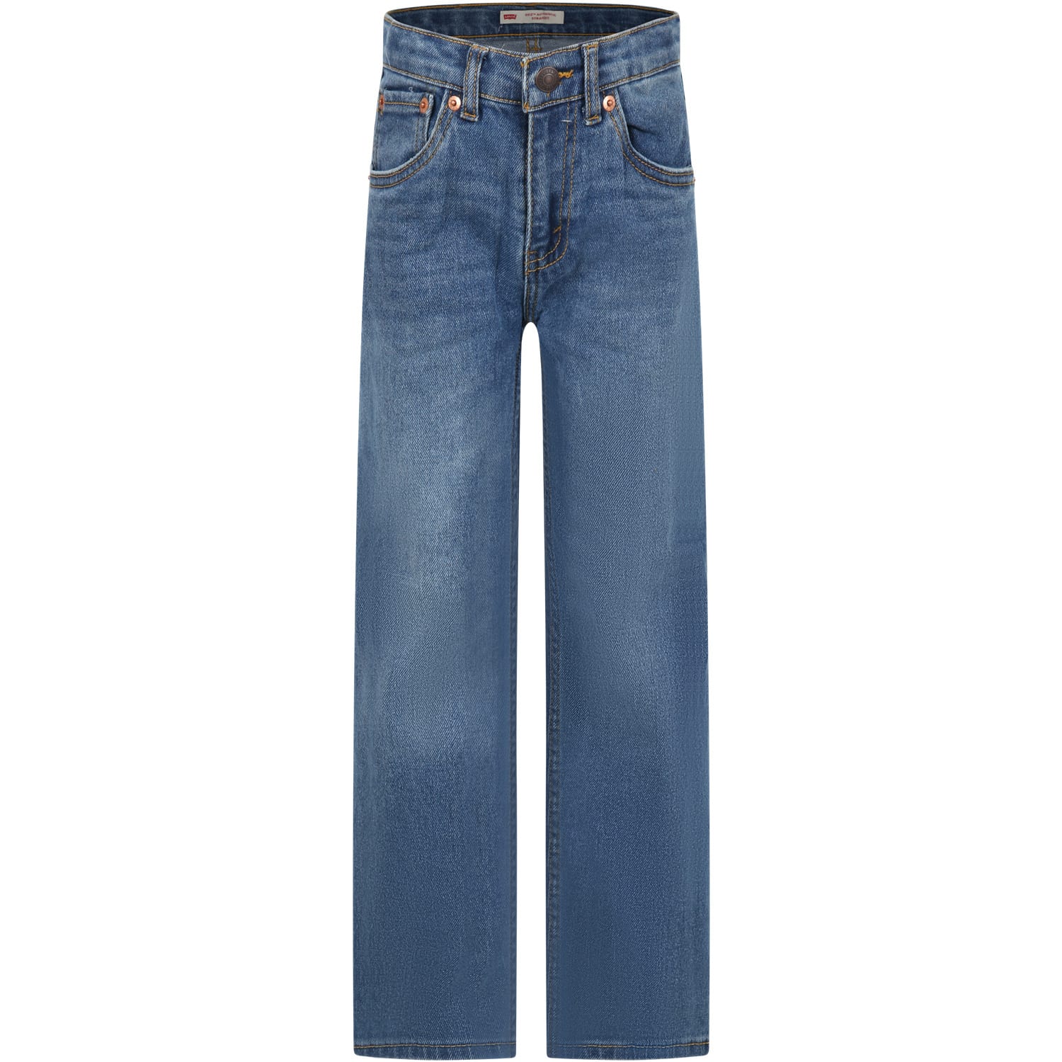 Levi's Kids' Blue Jeans For Boy With Logo In Denim