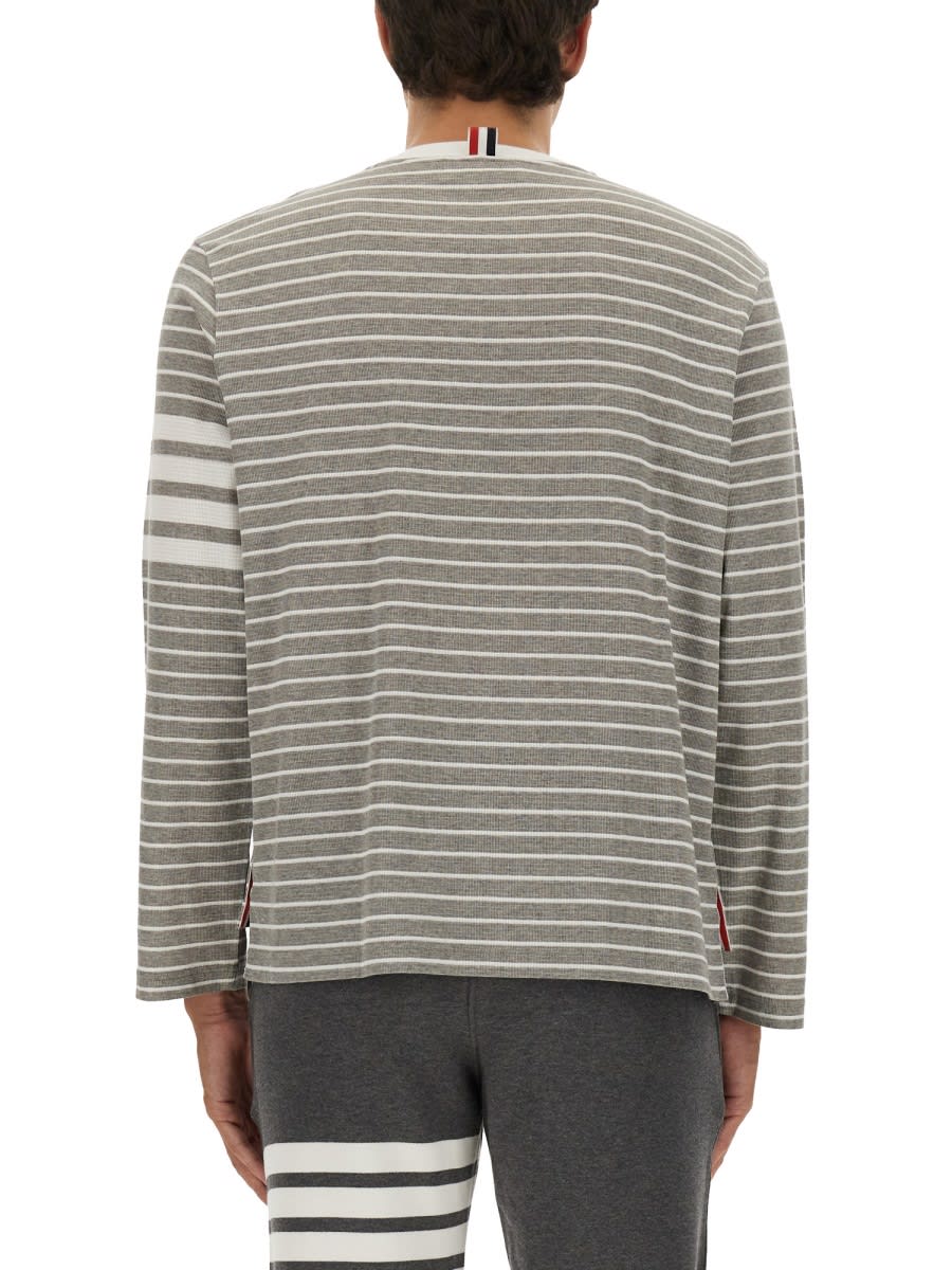 Thom Browne Striped Crew Neck T-shirt In Gray