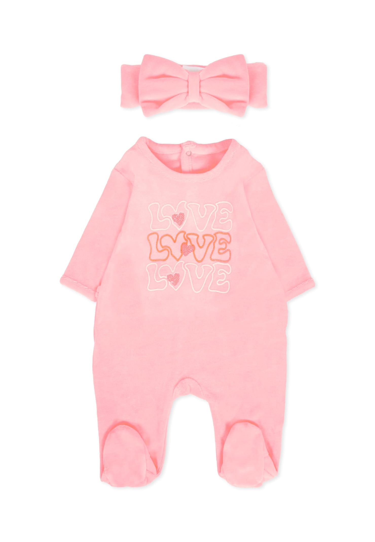 Billieblush Pink Babygrow Set For Baby Girl With Logo In Pink