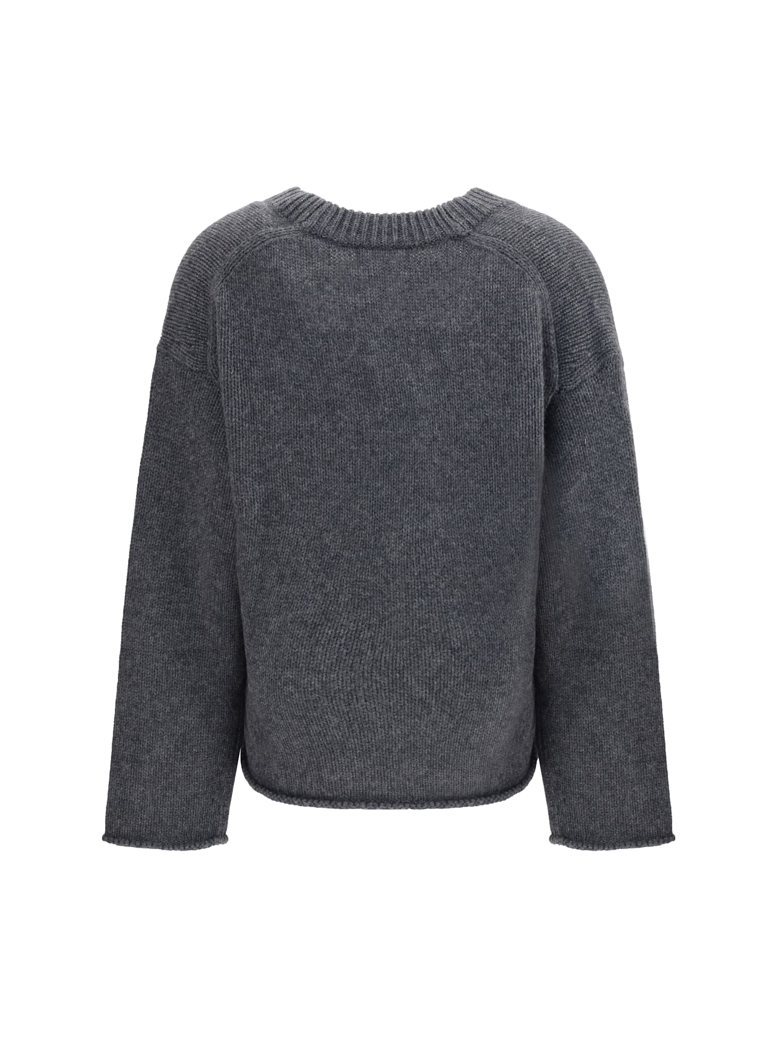 Loulou Studio Derry Plunging U Neck Sweater In Gray