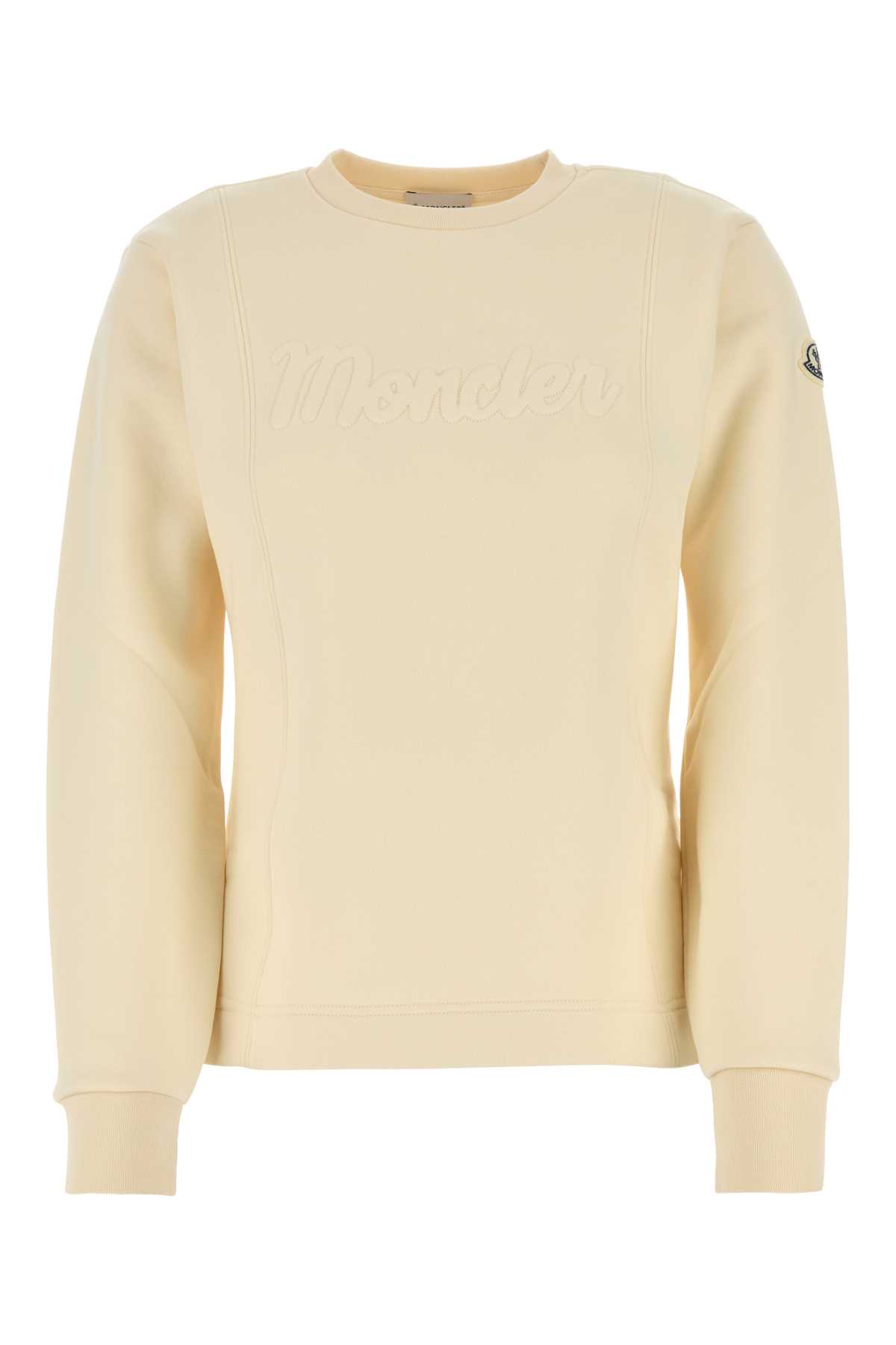 Shop Moncler Ivory Cotton Blend Sweatshirt