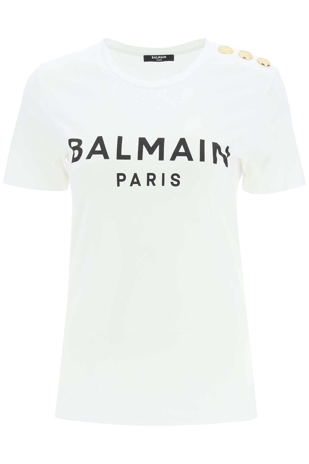 Shop Balmain Logo T-shirt With Buttons