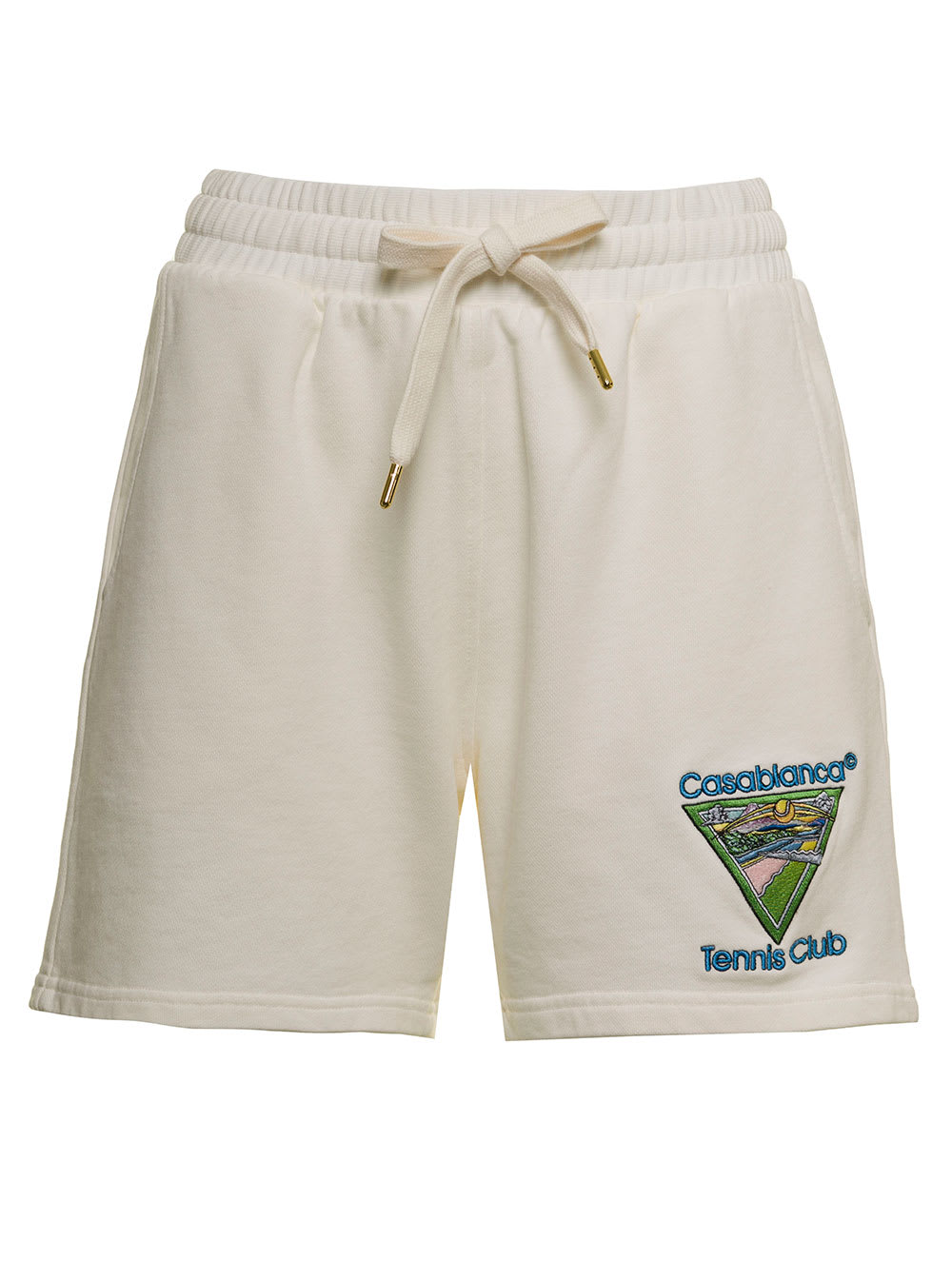 Casablanca White Cotton Shorts With Logo Print