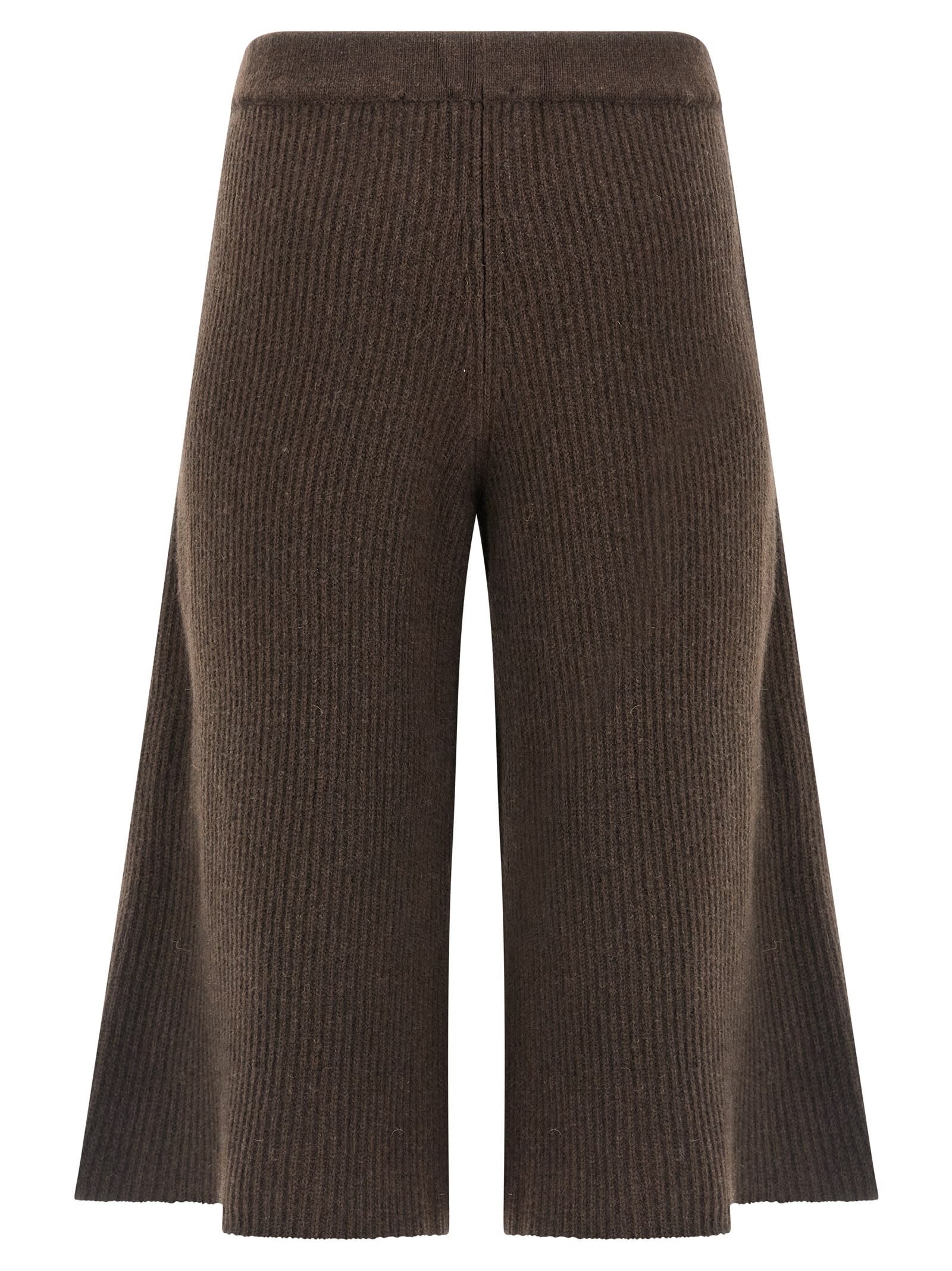 Nude Culotte Pants With Relaxed Silhouette And Side Pockets In Brown