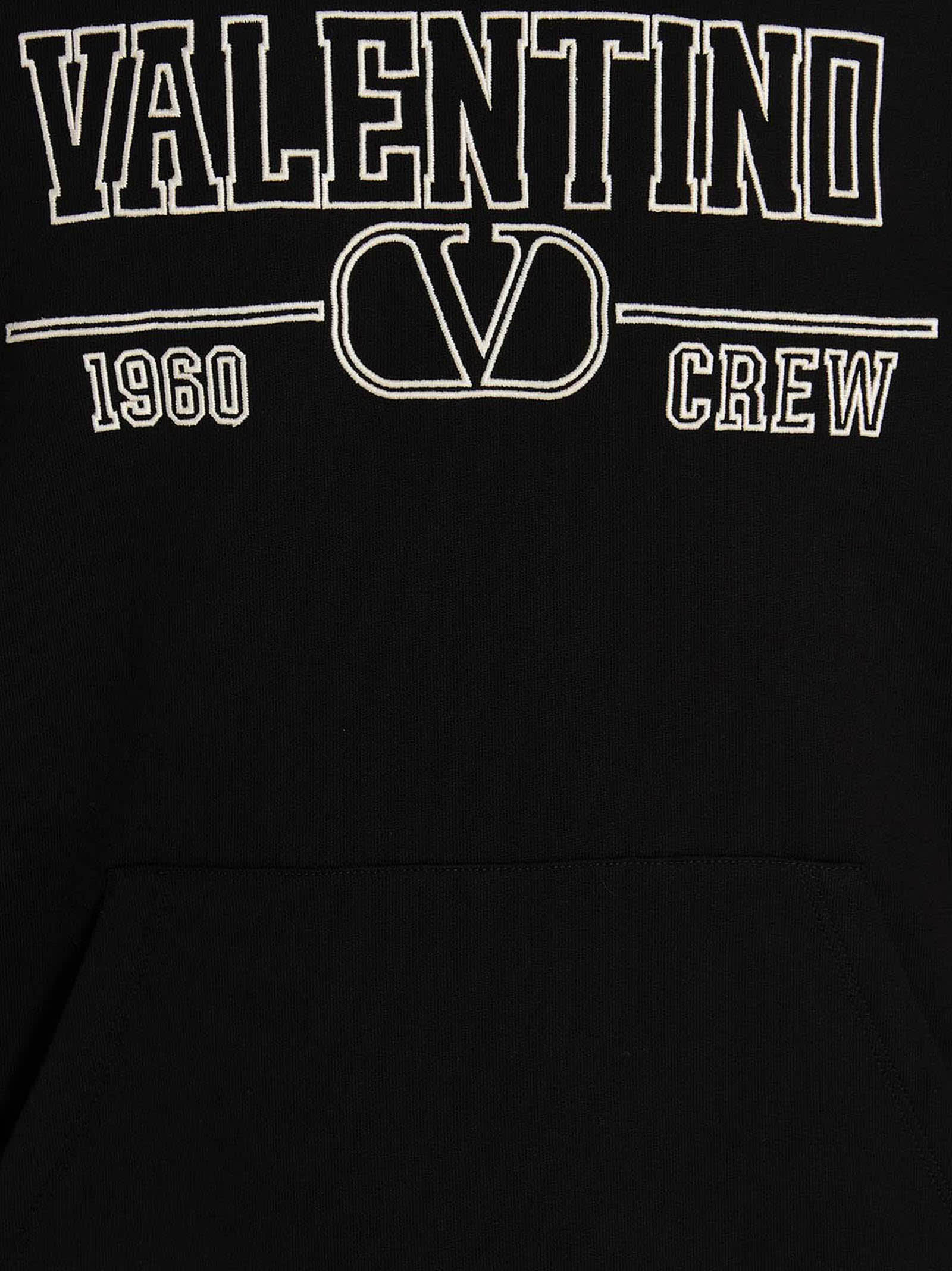 Shop Valentino Felpa Con Cappuccio   V Crew In Black