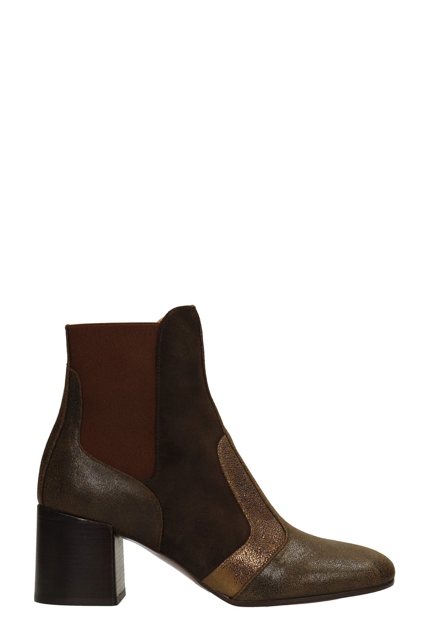 Chie Mihara Umay High Heels Ankle Boots In Brown Suede And Leather