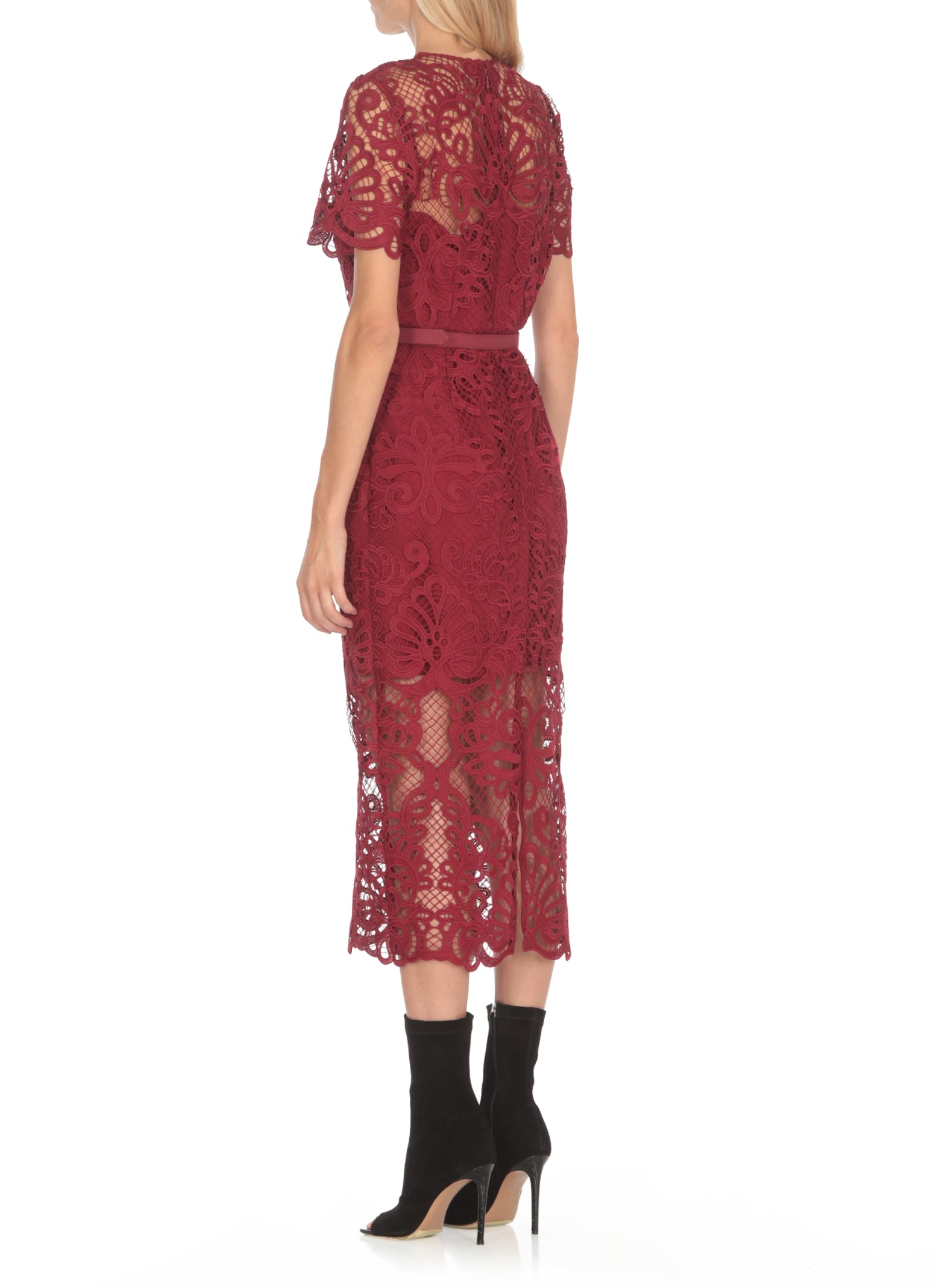 Shop Self-portrait Lace Dress In Red