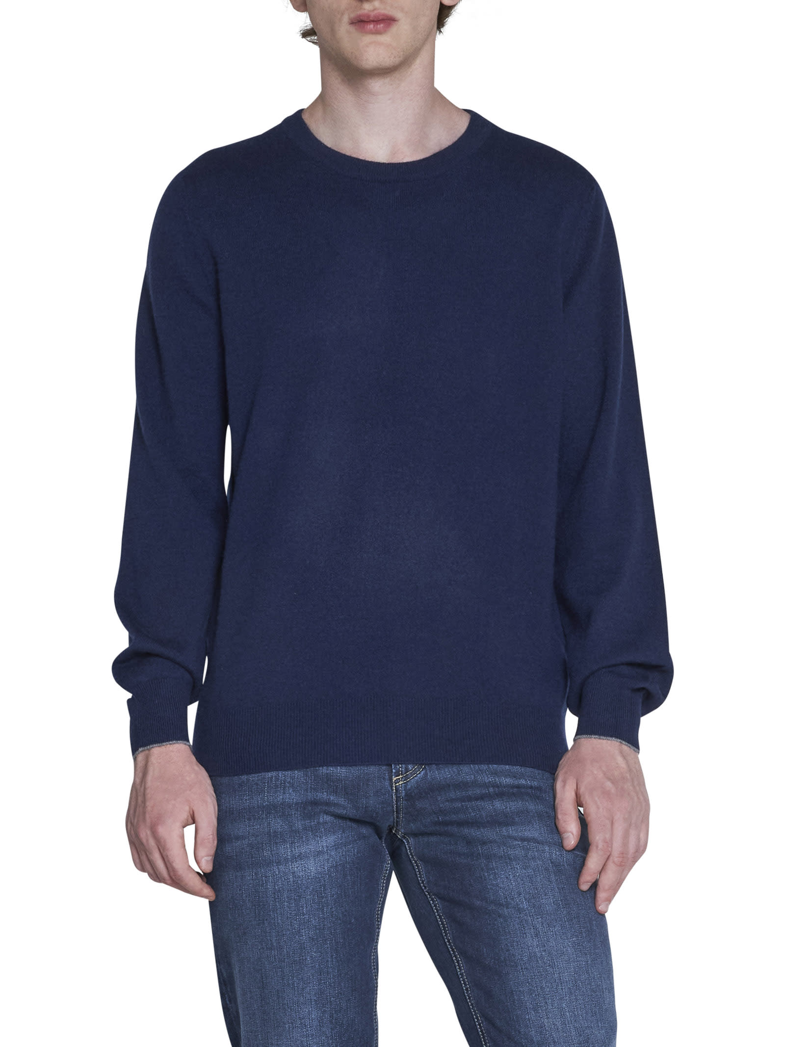 Brunello Cucinelli Blue Wool Sweater In Marina