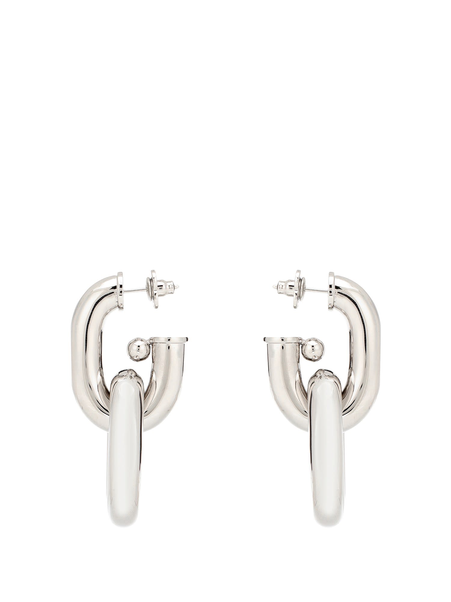 Shop Paco Rabanne Double Hoop Earrings Xl Link In Silver