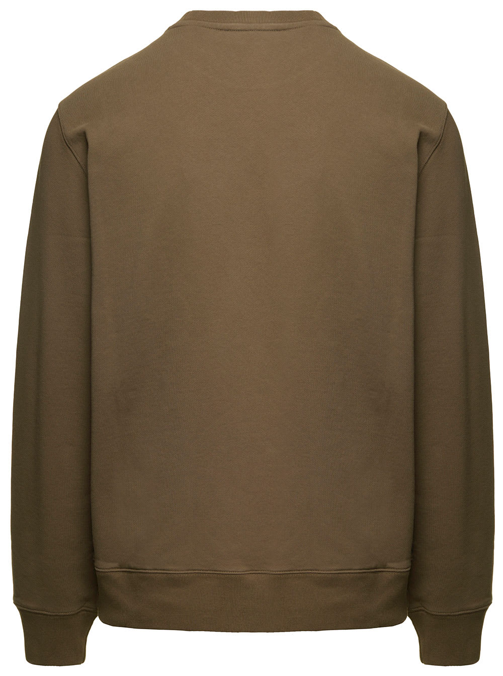 Maison Kitsuné Crewneck Sweatshirt With Front Logo Print In Brown Cotton Man In Green