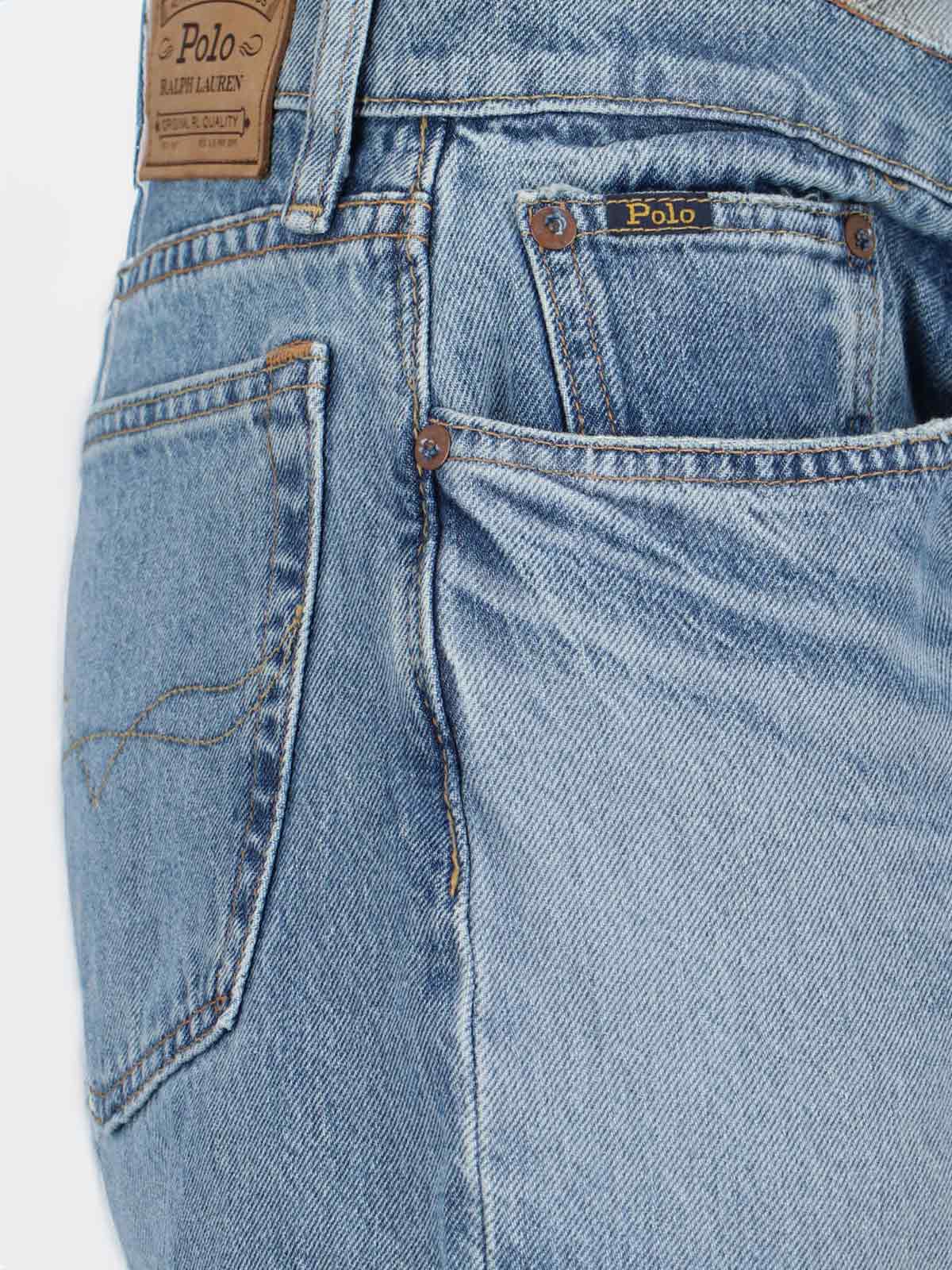 Polo Ralph Lauren Straight Trousers With Five Pockets And Belt Loops In Light Blue
