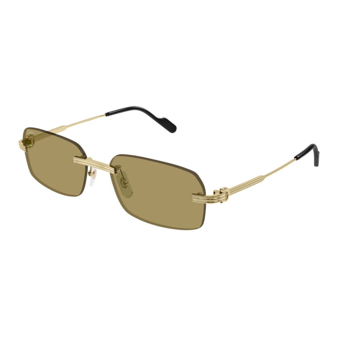 Cartier Signature Square-frame Rimless Gold-tone Sunglasses In Green