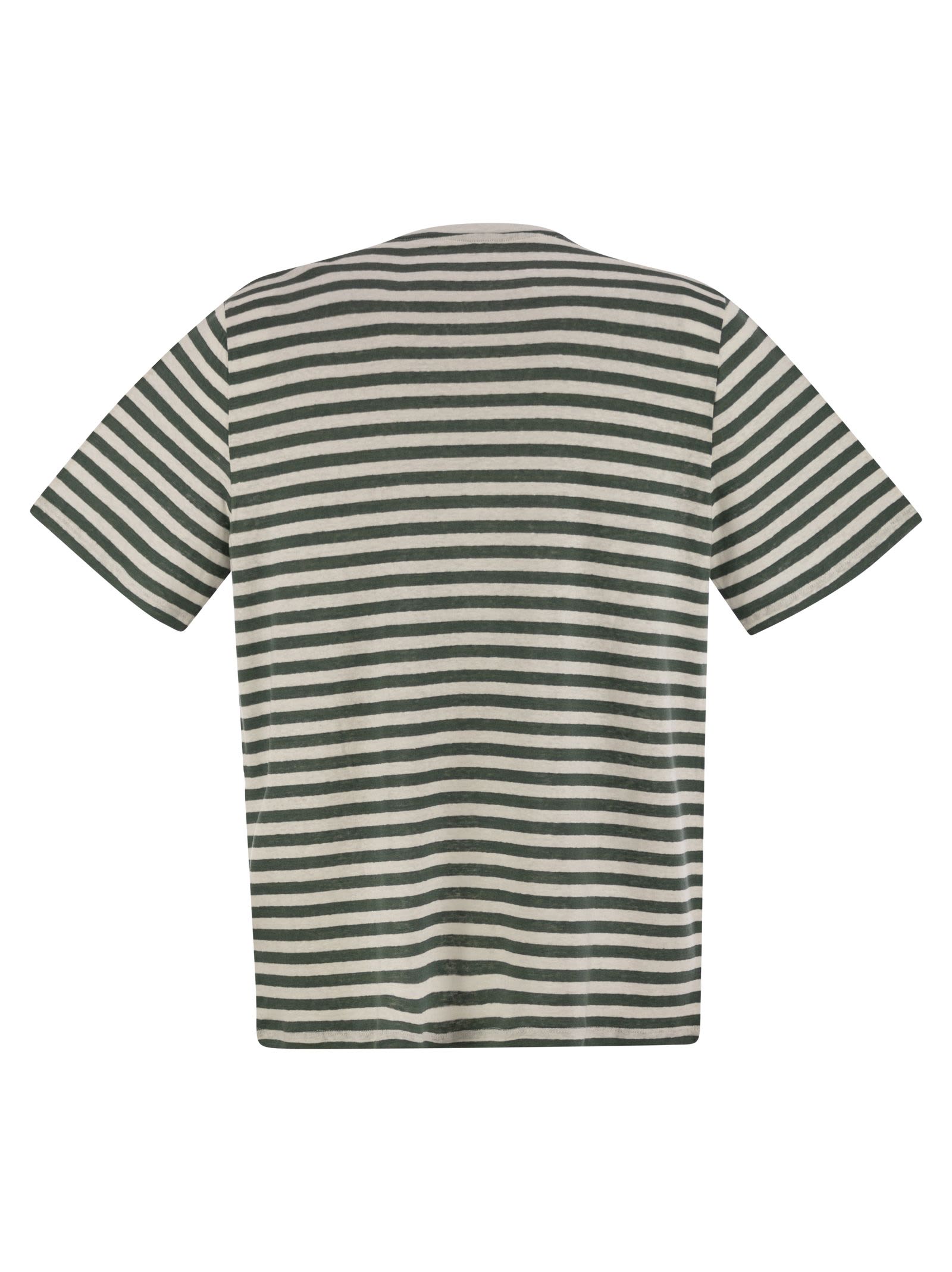 Majestic Striped Linen Crew-neck T-shirt