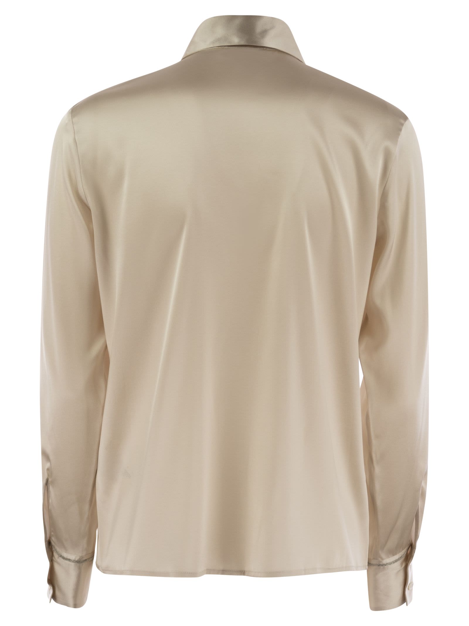 Shop Peserico Silk Crepe Shirt In Pearl