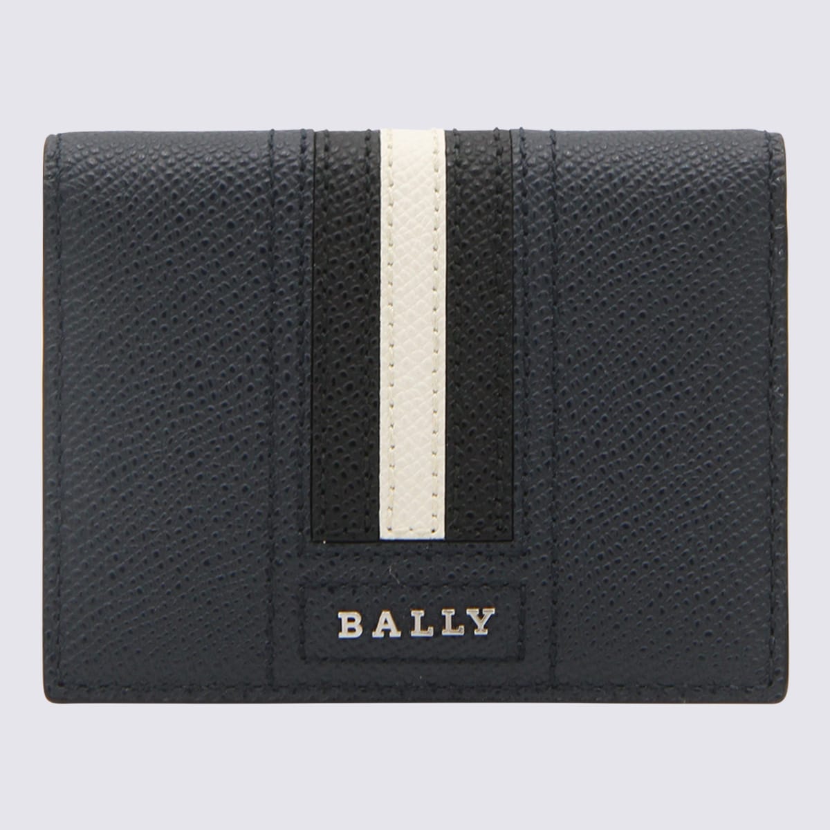 Bally Navy Blue, White And Black Leather Wallet In New Blue