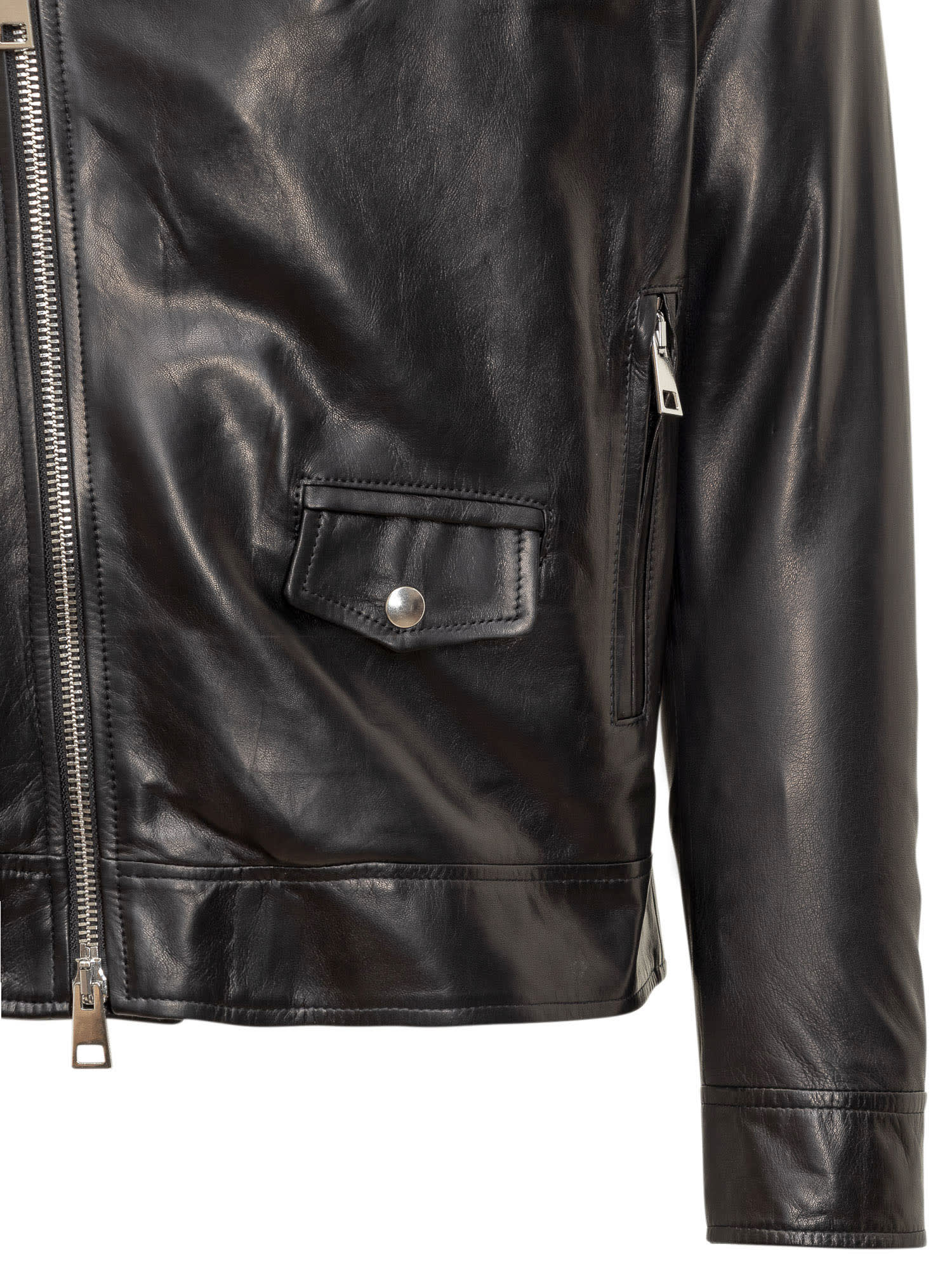 Shop Giocasta Nappa Leather Nail Jacket. In Nero