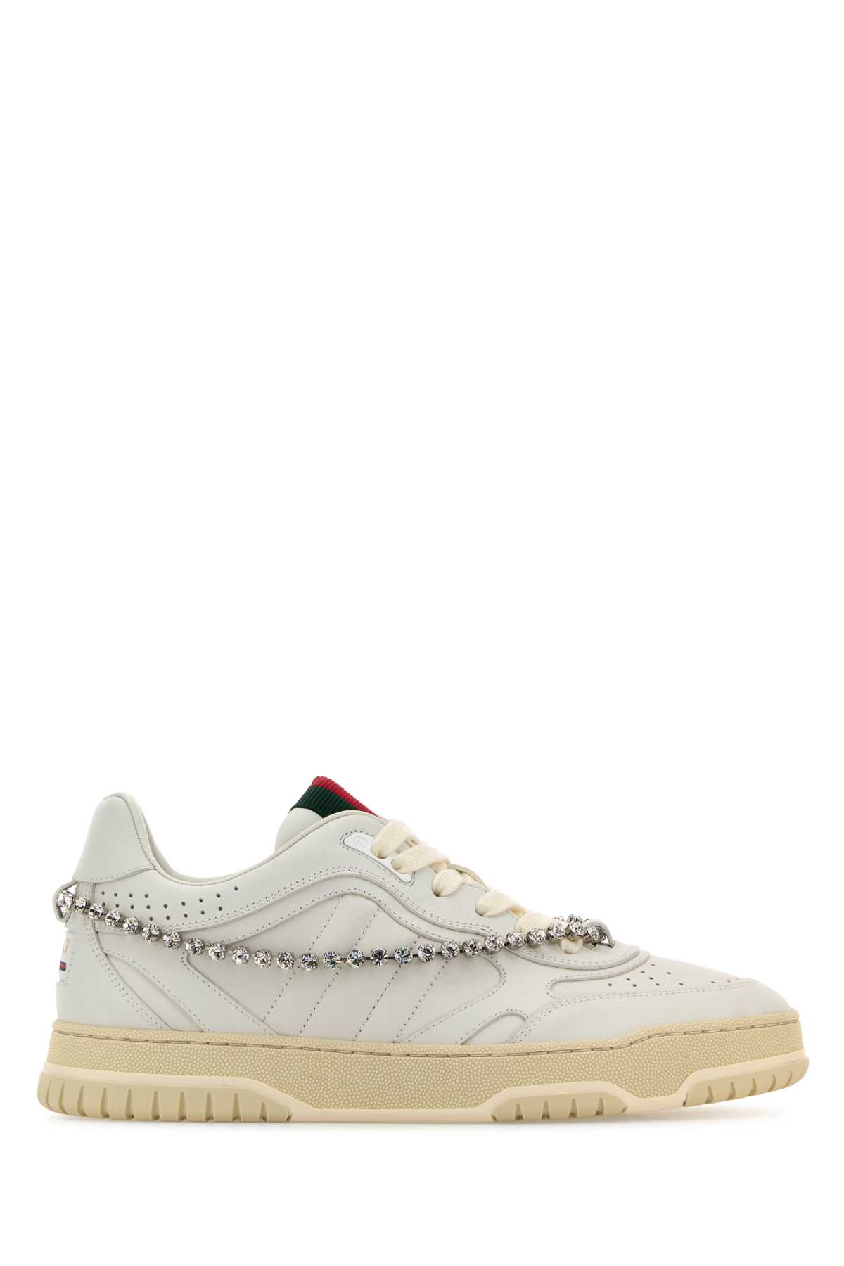 Shop Gucci White Leather Re-web Sneakers In Greatwhitegwgw