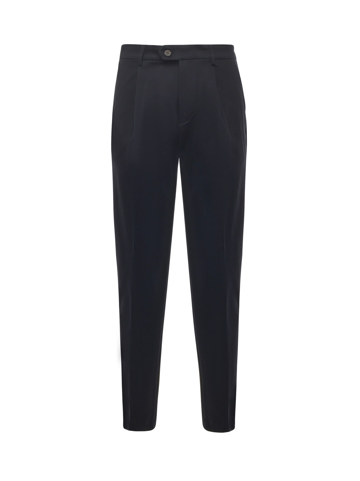Eleventy Cotton And Cashmere Trousers In Blue