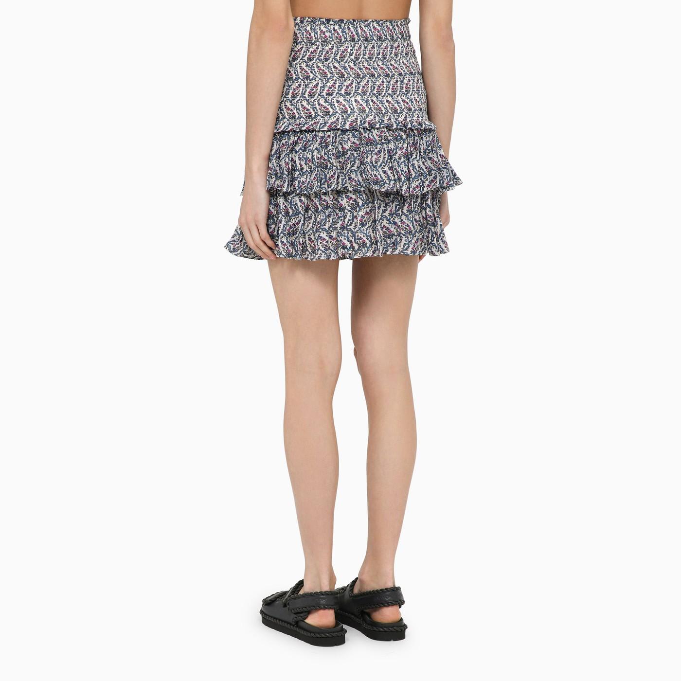 Shop Marant Etoile Cotton \u00e9cru Miniskirt With Multicolour Print
