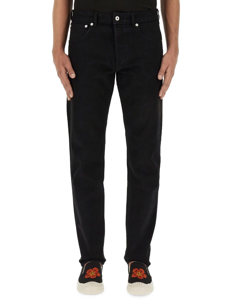 Shop Kenzo Straight Leg Jeans In Black