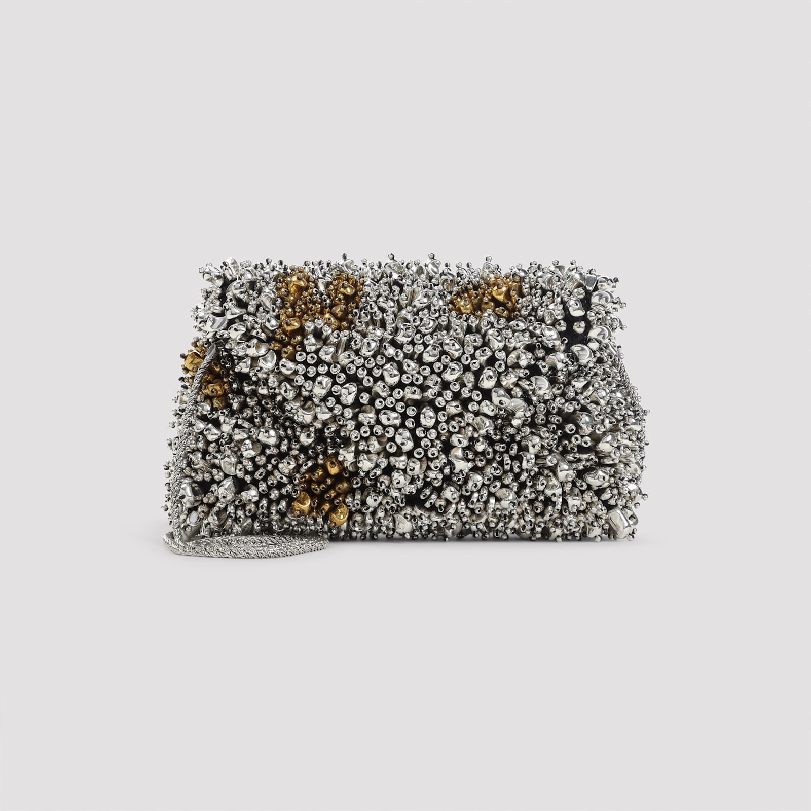 Dries Van Noten Small Embroidered Envelope Clutch In Silver