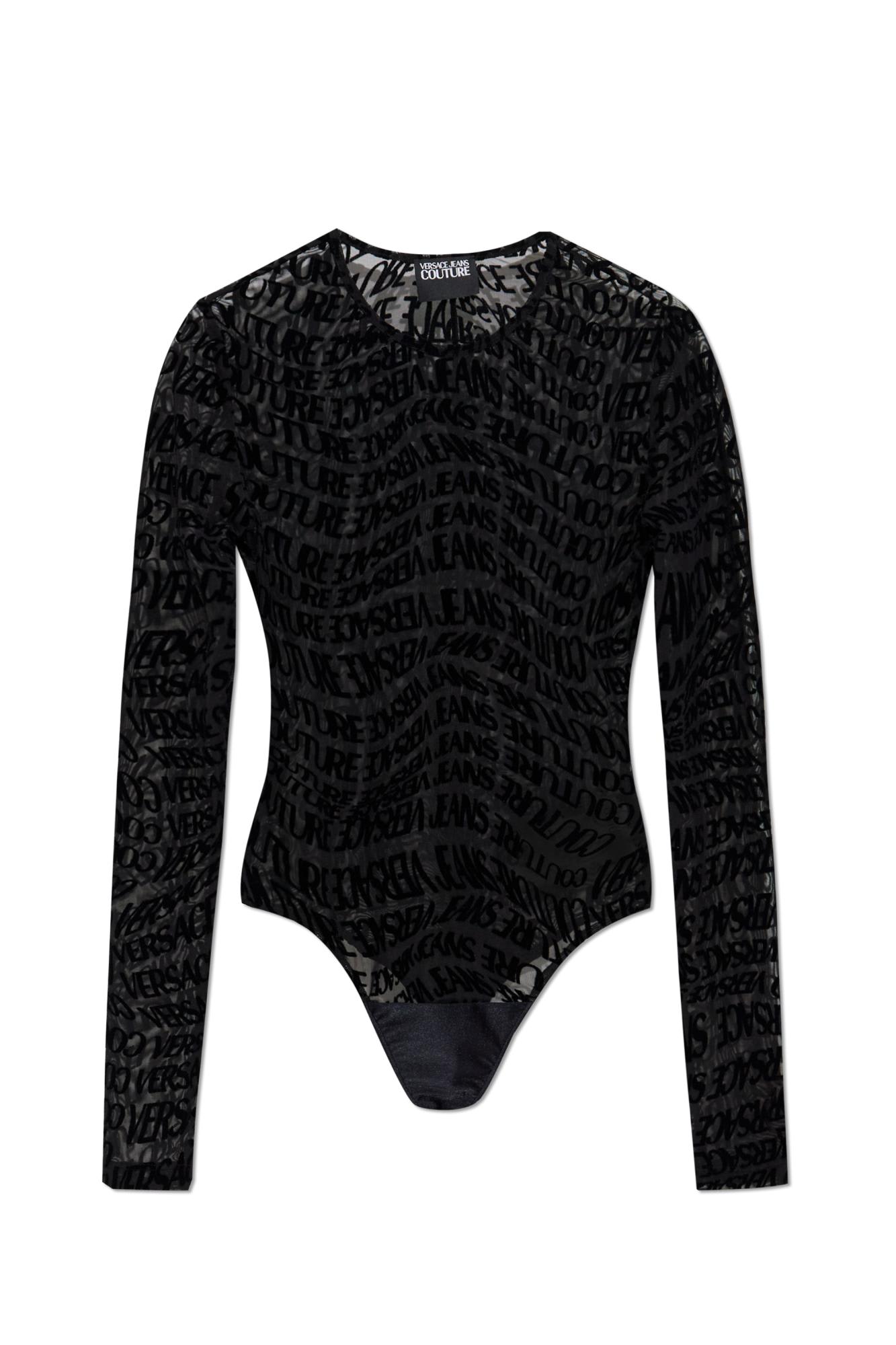 Versace Jeans Couture Body With Logo And Velvety Finish In Black